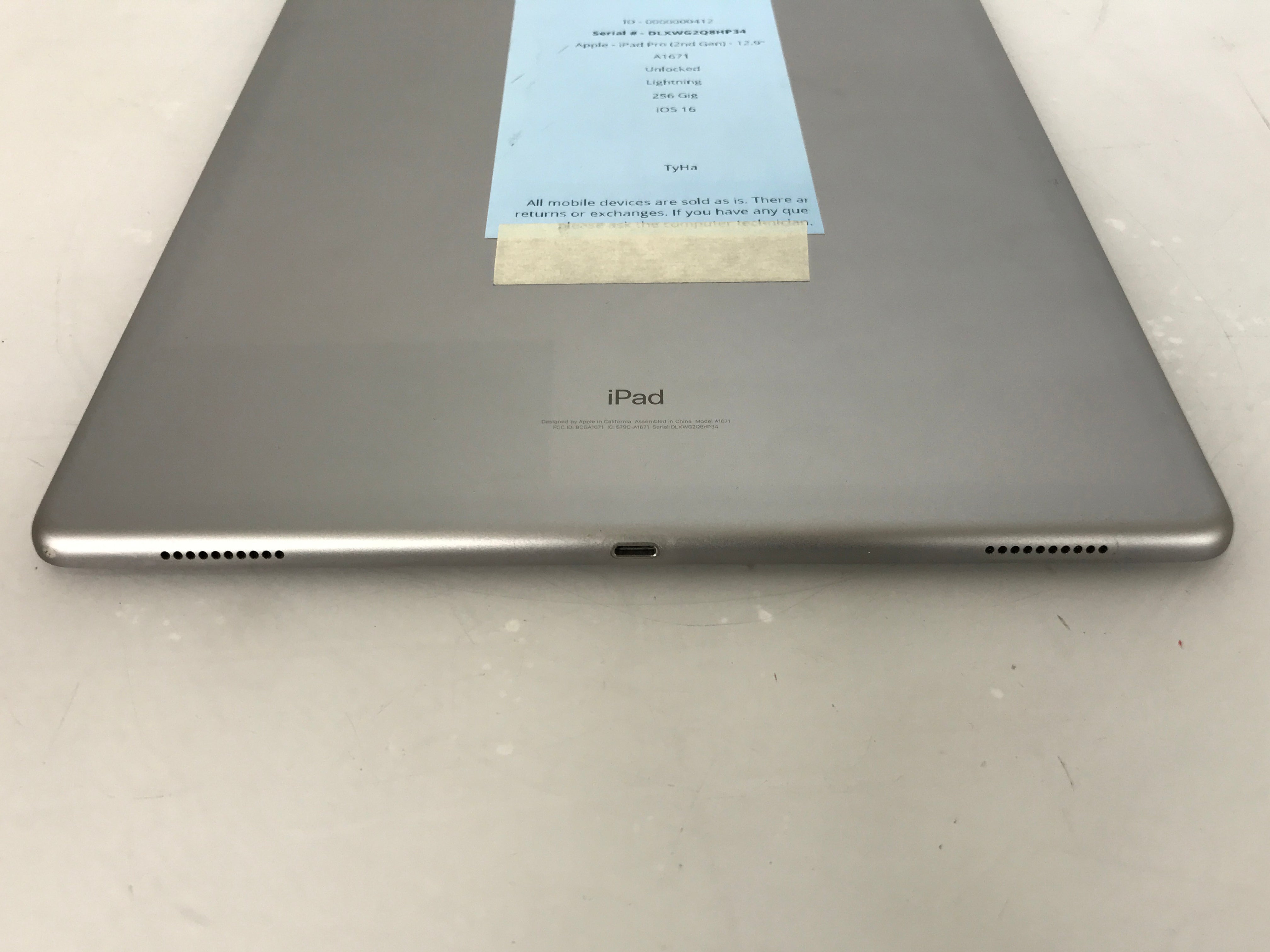 Apple iPad Pro 2nd Gen 256GB 12.9" Unlocked Silver A1671 *Cracked Screen*