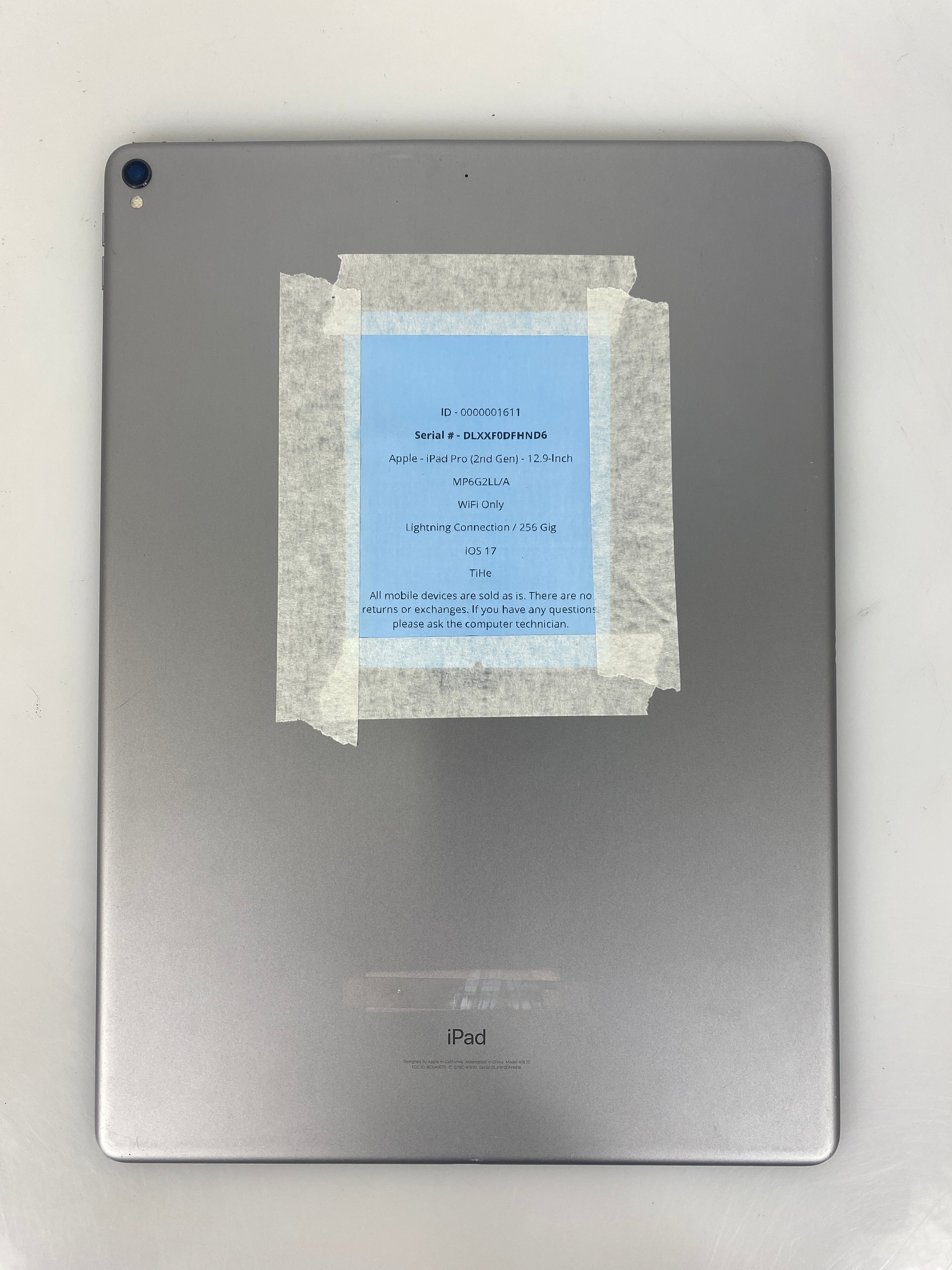 Apple iPad Pro 2nd Gen 256GB 12.9" WiFi Only Silver A1670