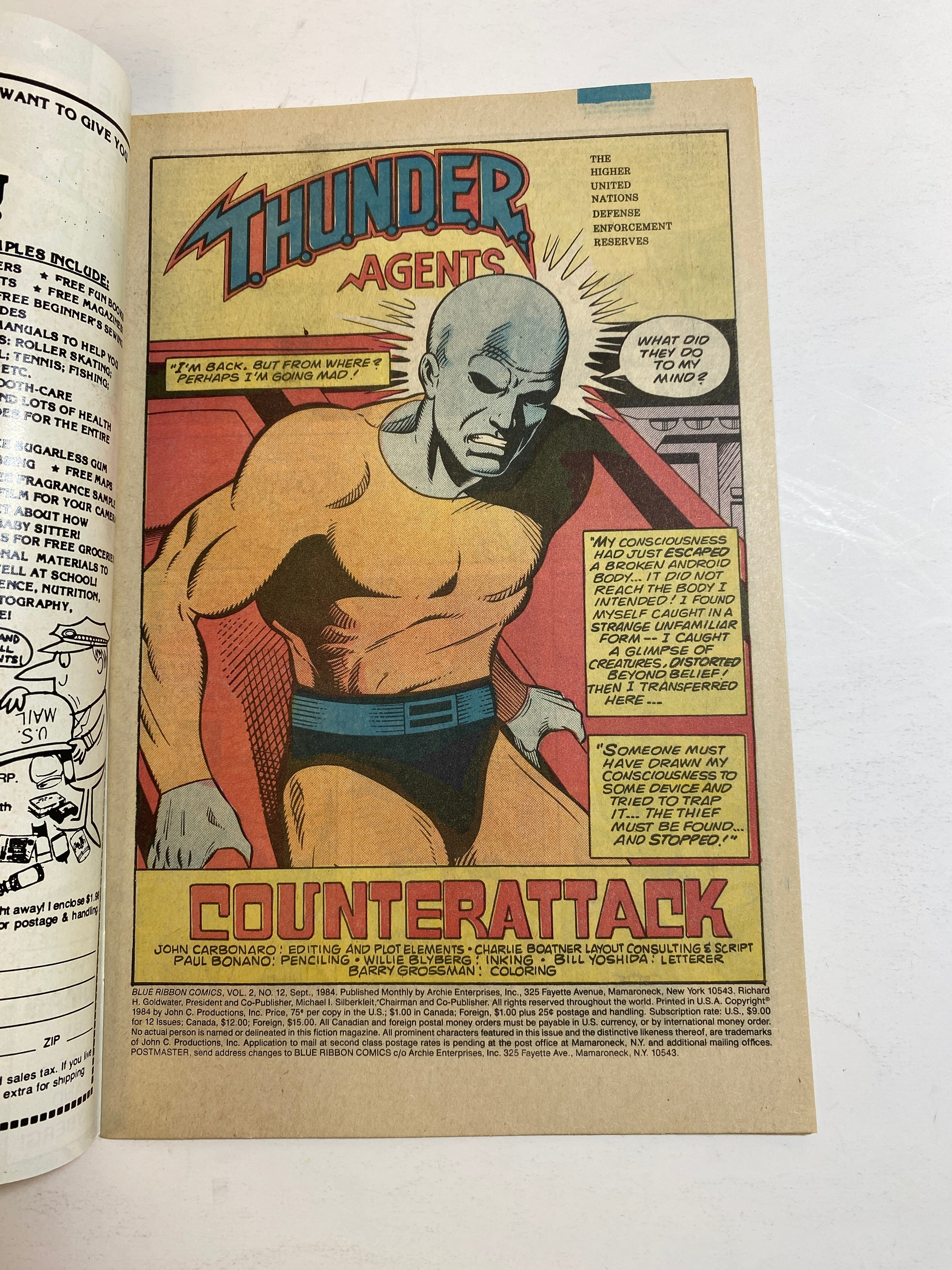 Archie Adventure Comic Blue Ribbon Thunder Agents No. 12 1984
