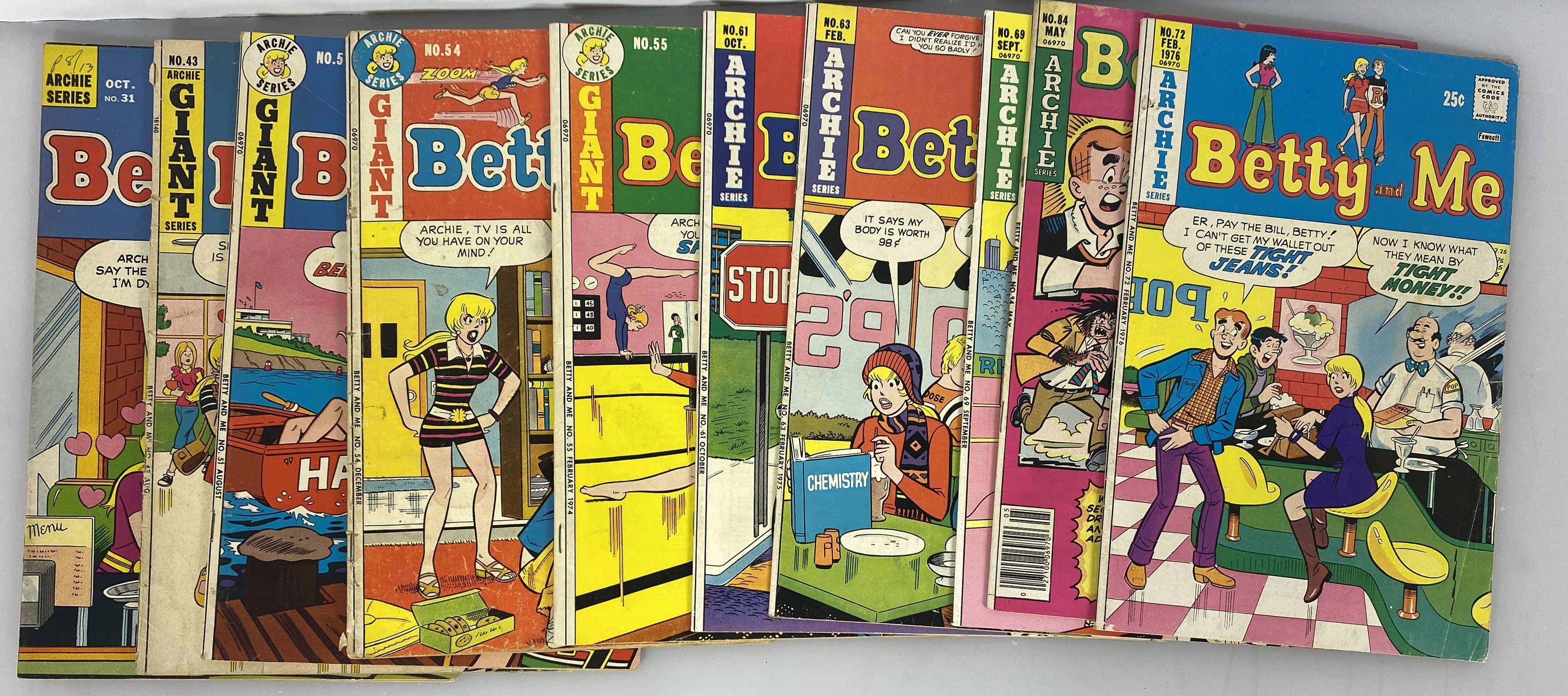 Archie Comic Betty and Me Lot of 10 1970-1977
