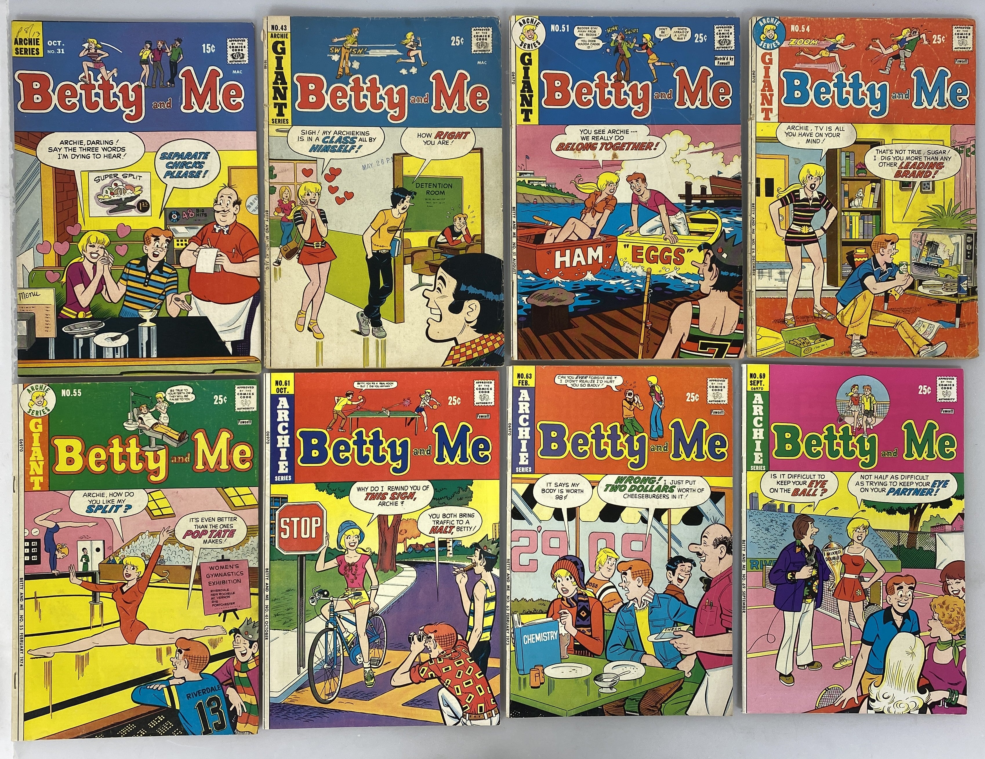 Archie Comic Betty and Me Lot of 10 1970-1977