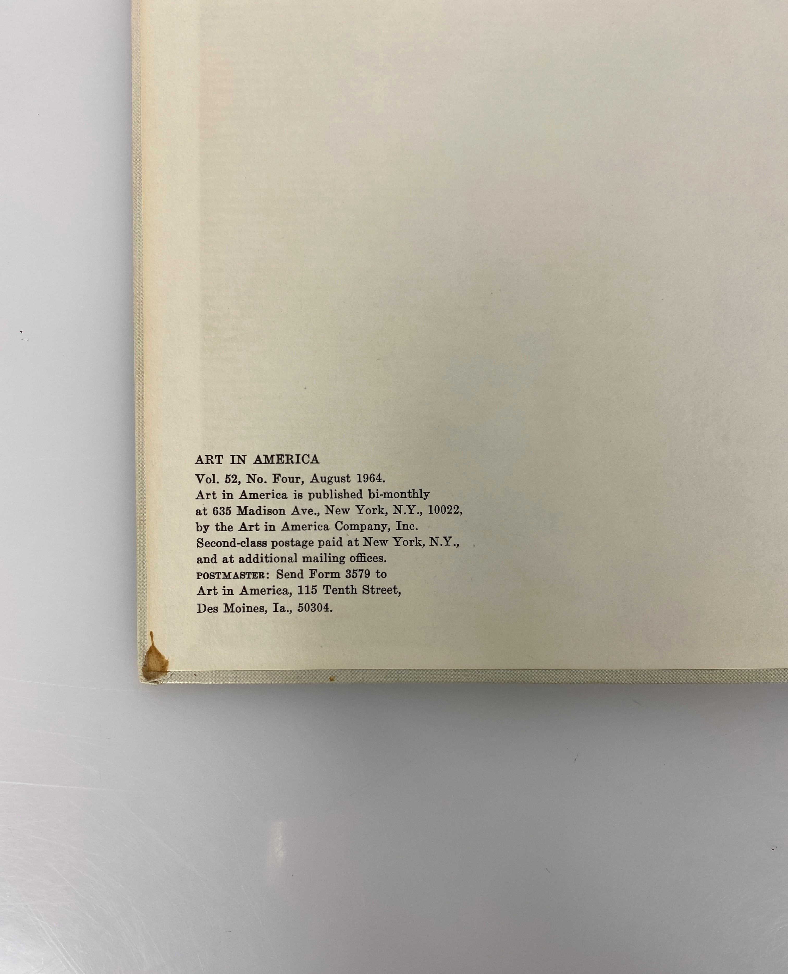 Art in America New Talent USA 1964 Vol. 52 No. Four Vintage HC
