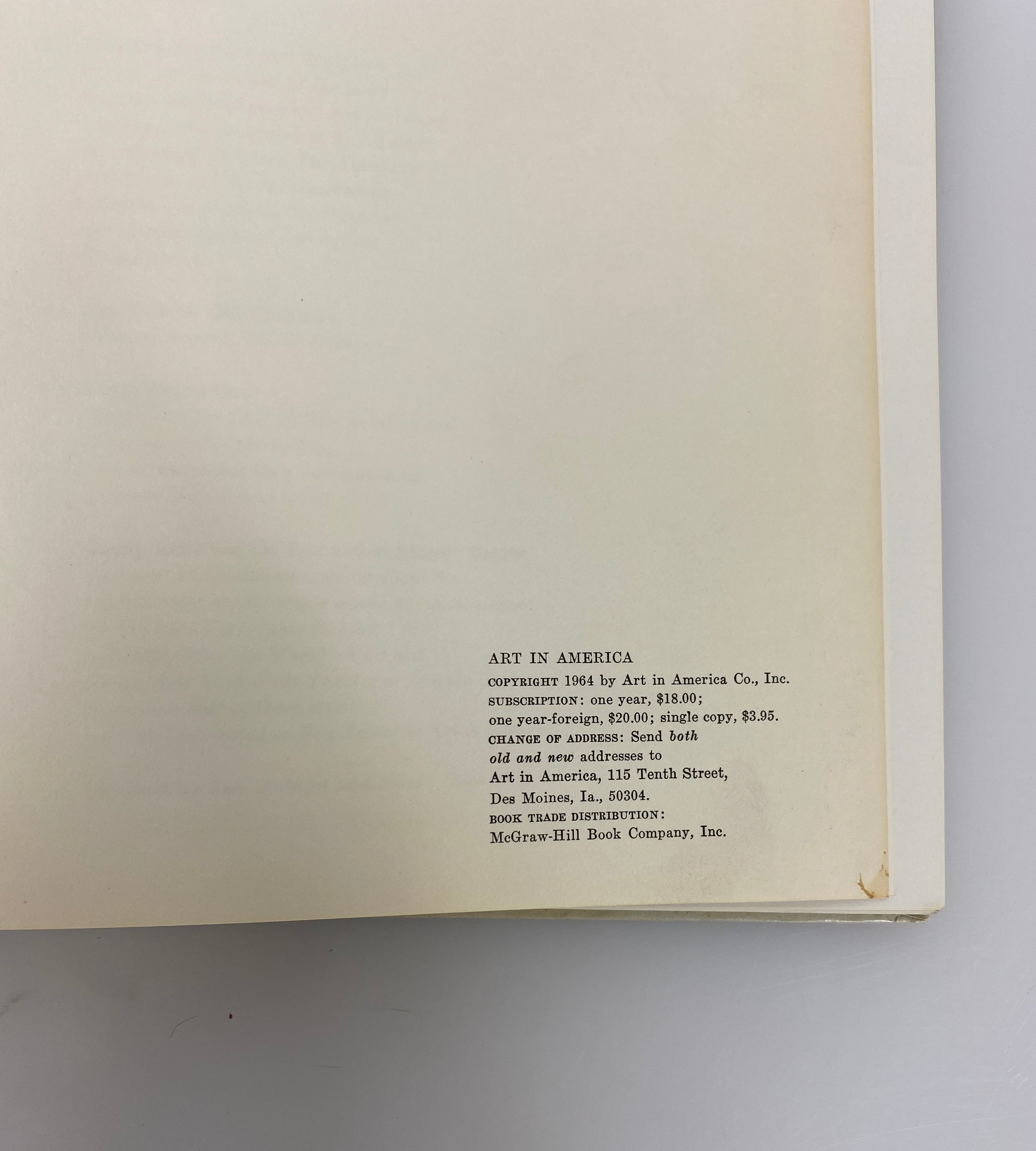 Art in America New Talent USA 1964 Vol. 52 No. Four Vintage HC