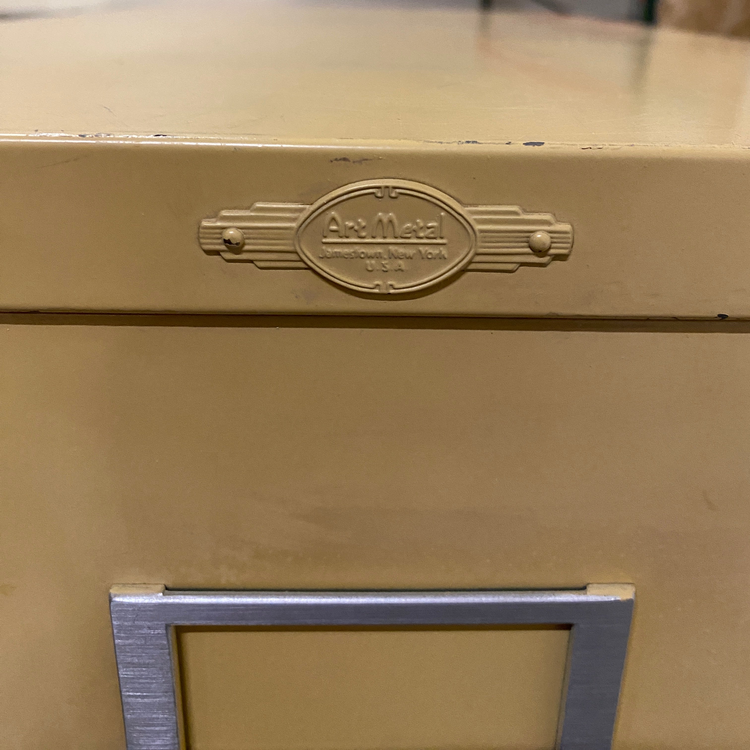 Art Metal Mustard Colored 5 Drawer Lockable File Cabinet
