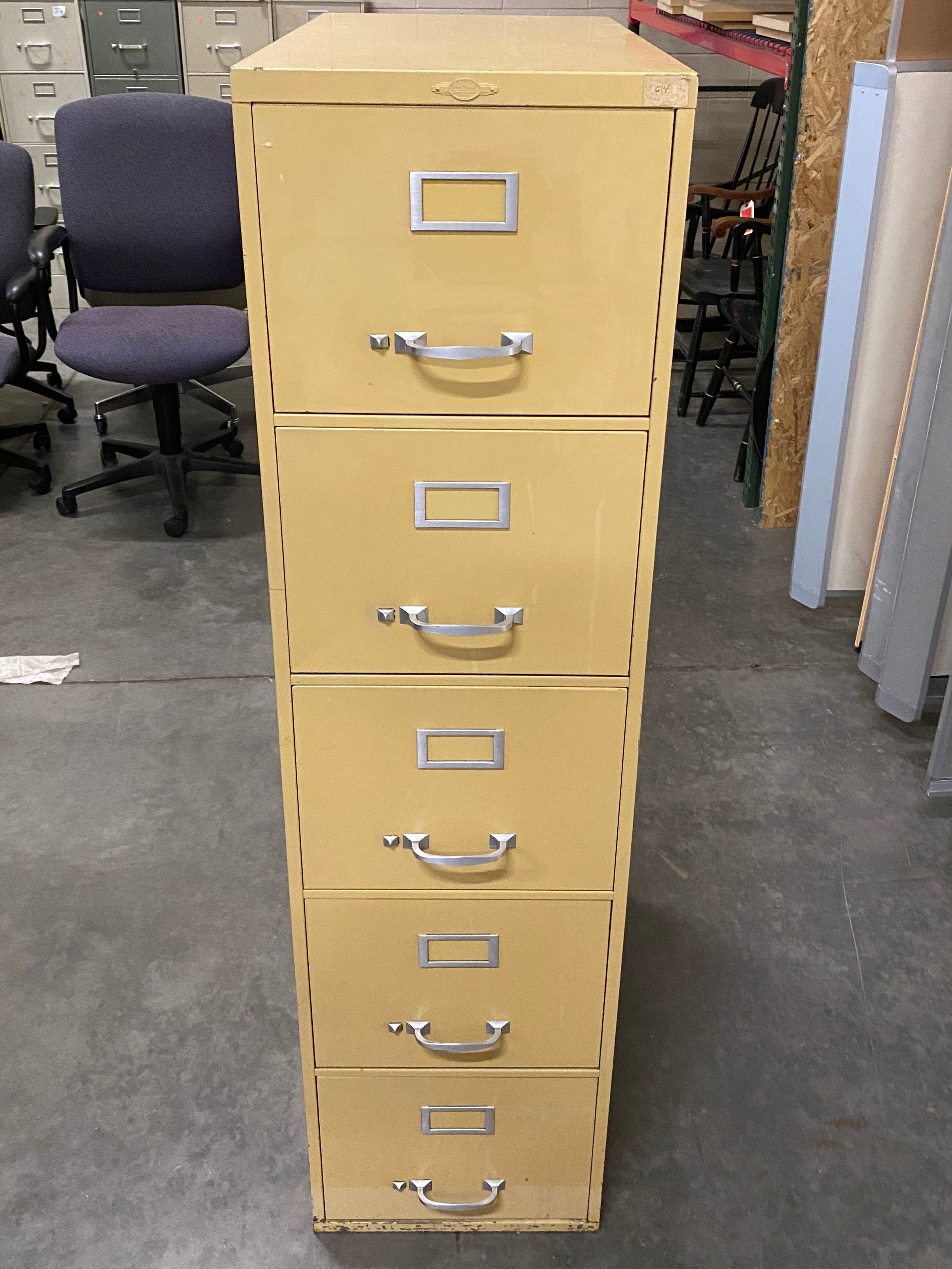Art Metal Mustard Colored 5 Drawer Lockable File Cabinet