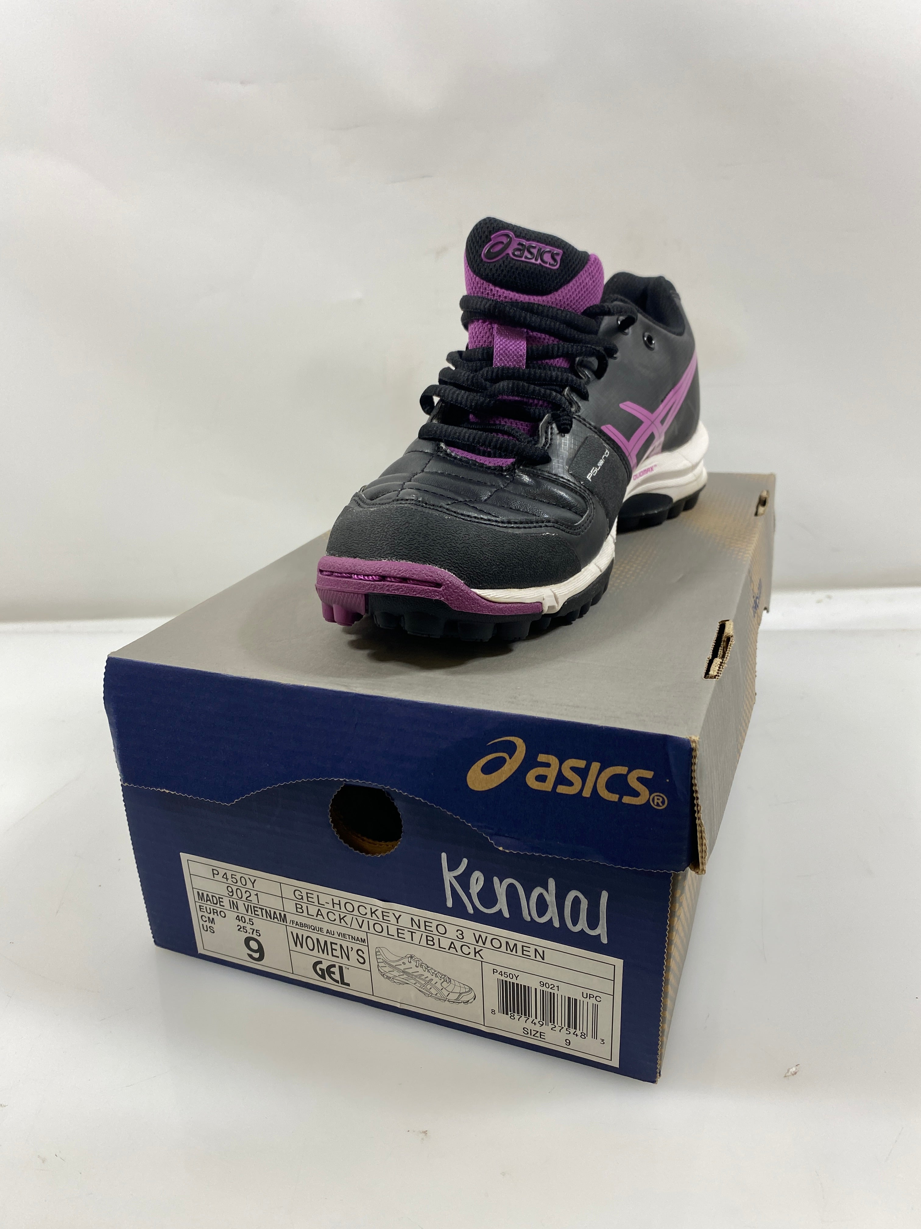 ASICS Black and Violet Gel-hockey Neo 3 Field Hockey Shoes Women's Size 9 *New*
