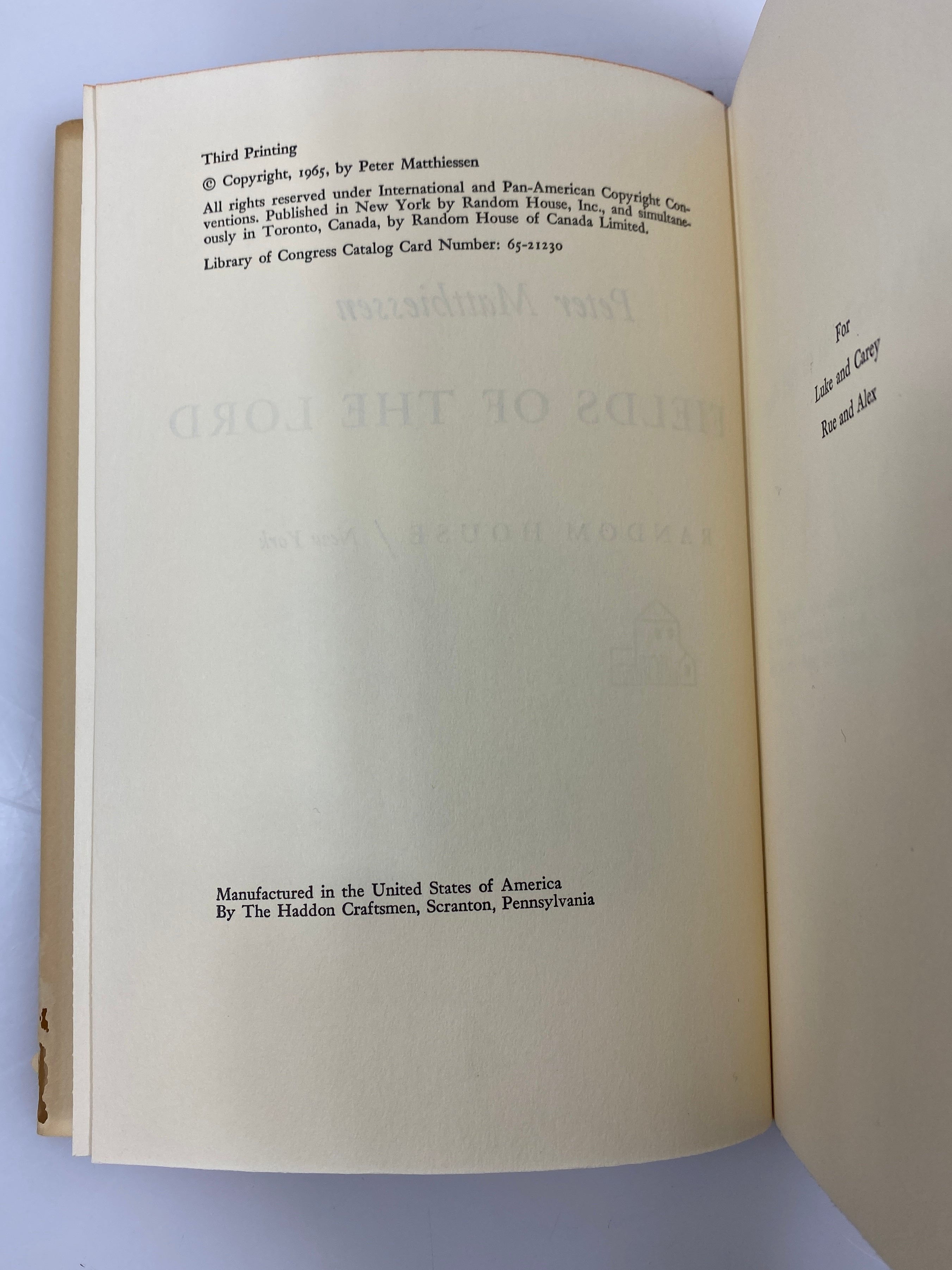 At Play in the Fields of the Lord Matthiessen 1965 HCDJ