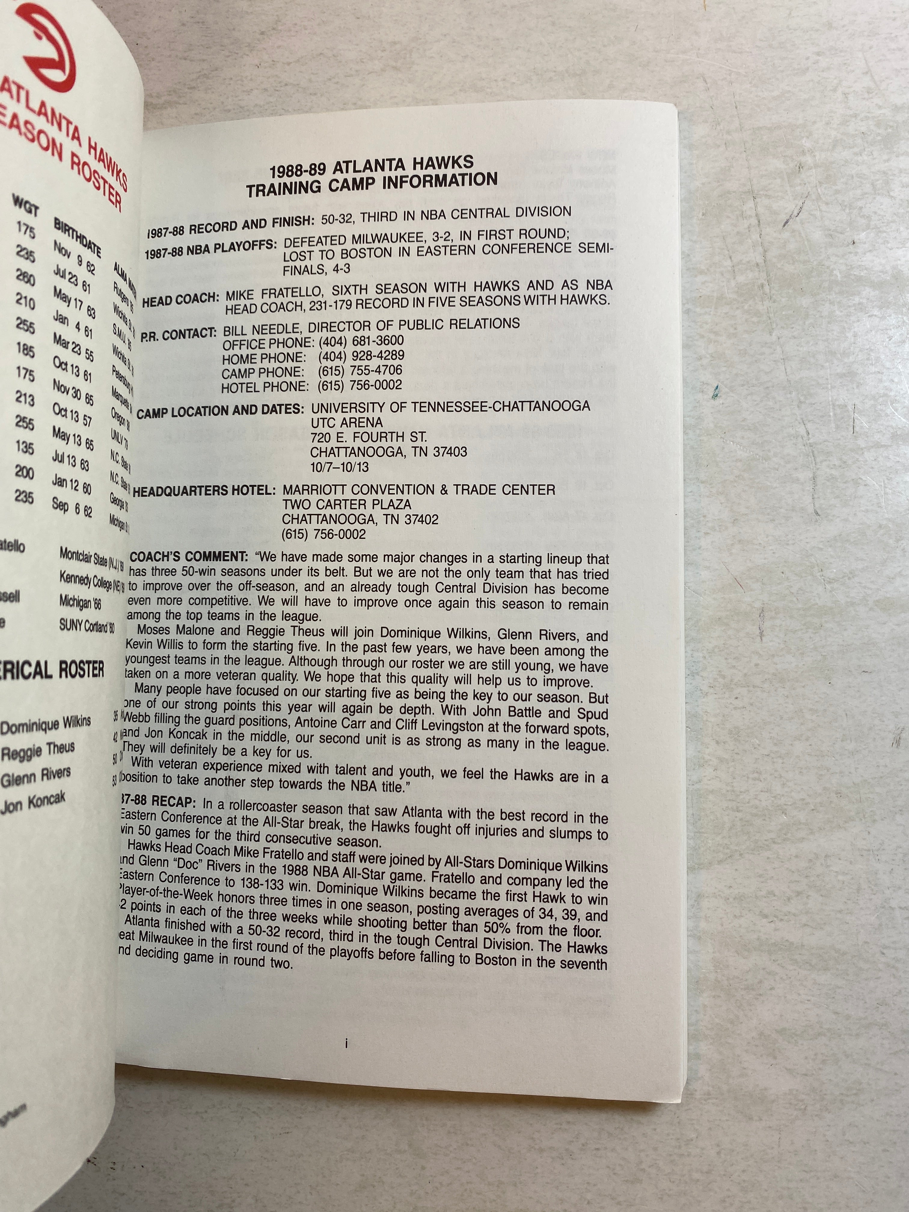 Atlanta Hawks NBA Media Guide 1988-1989