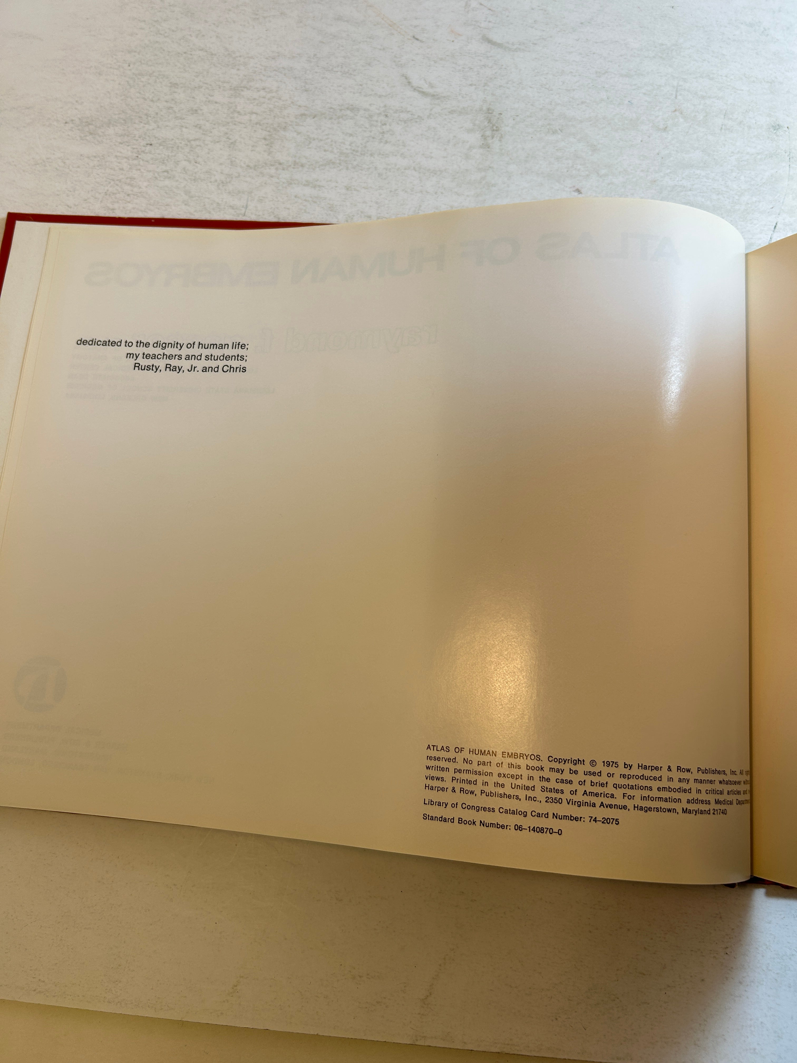 Atlas of Human Embryos *signed* Raymond F. Gasser Harper & Row 1975 HC