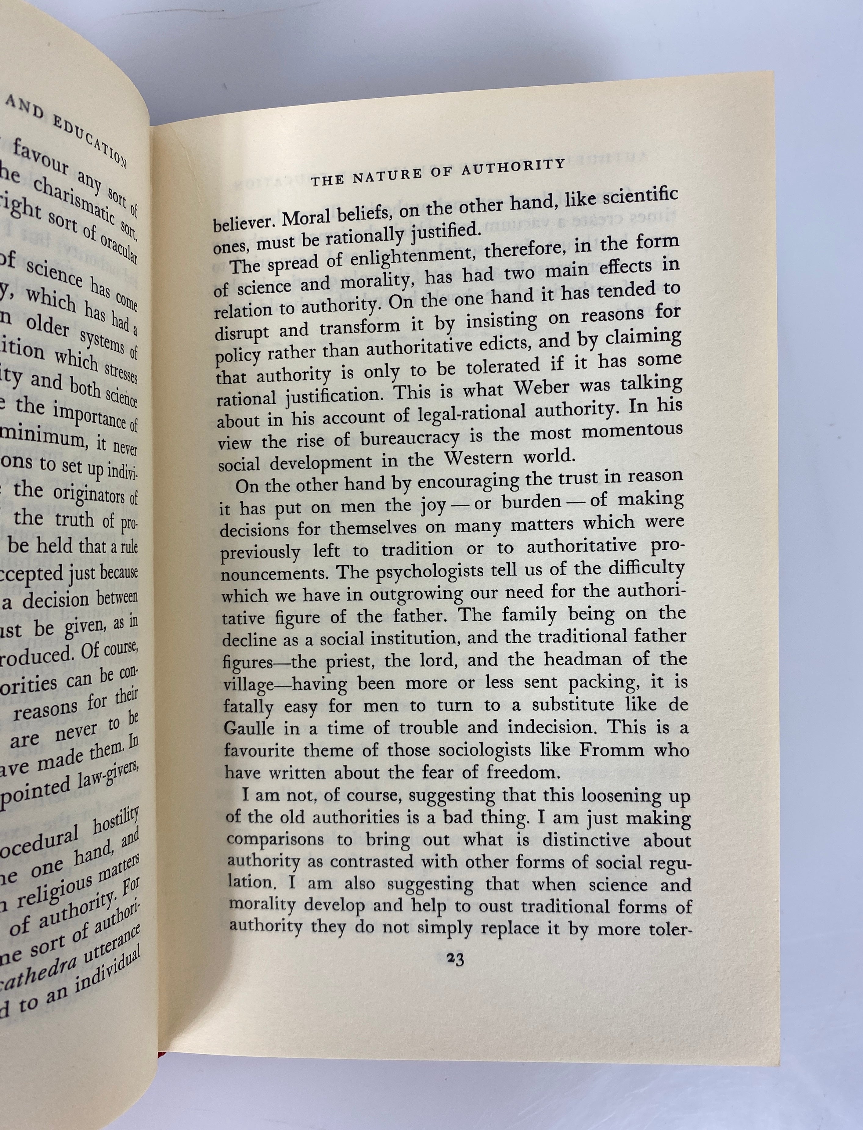 Authority Responsibility & Education by Richard Peters 1960 1st Edition HCDJ