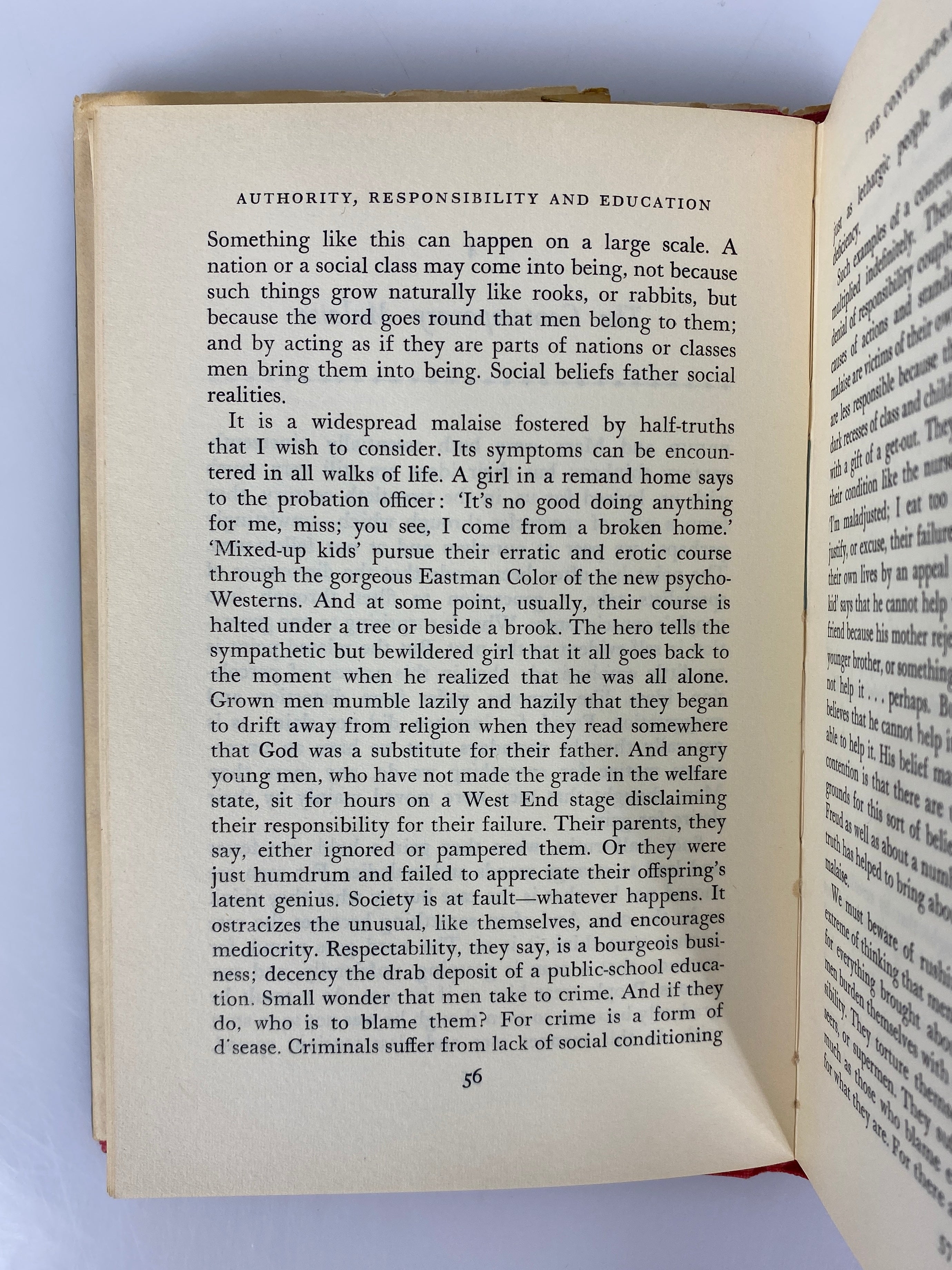Authority Responsibility & Education by Richard Peters 1960 1st Edition HCDJ