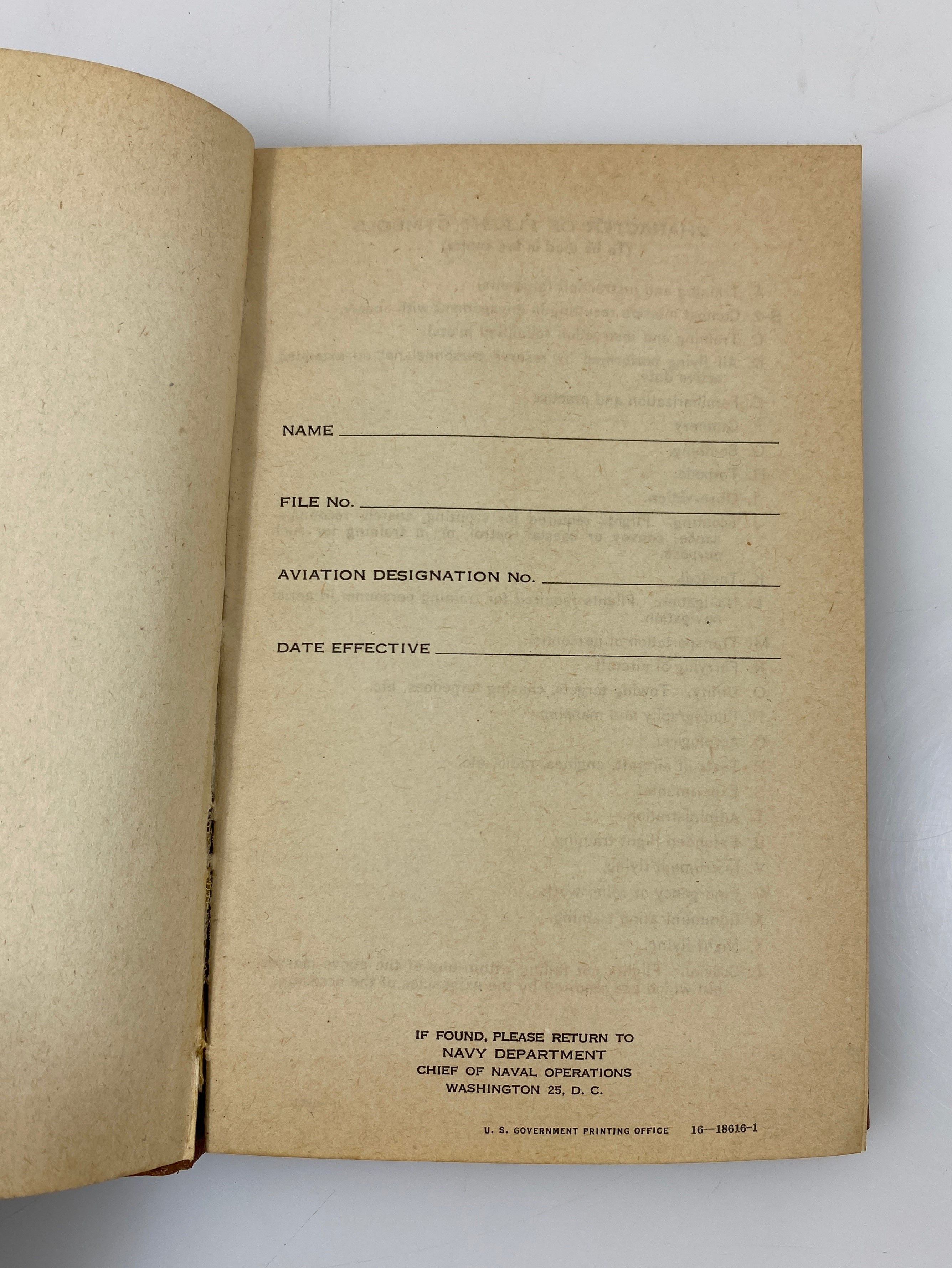 Aviators Flight Log Book Navy Departments HC