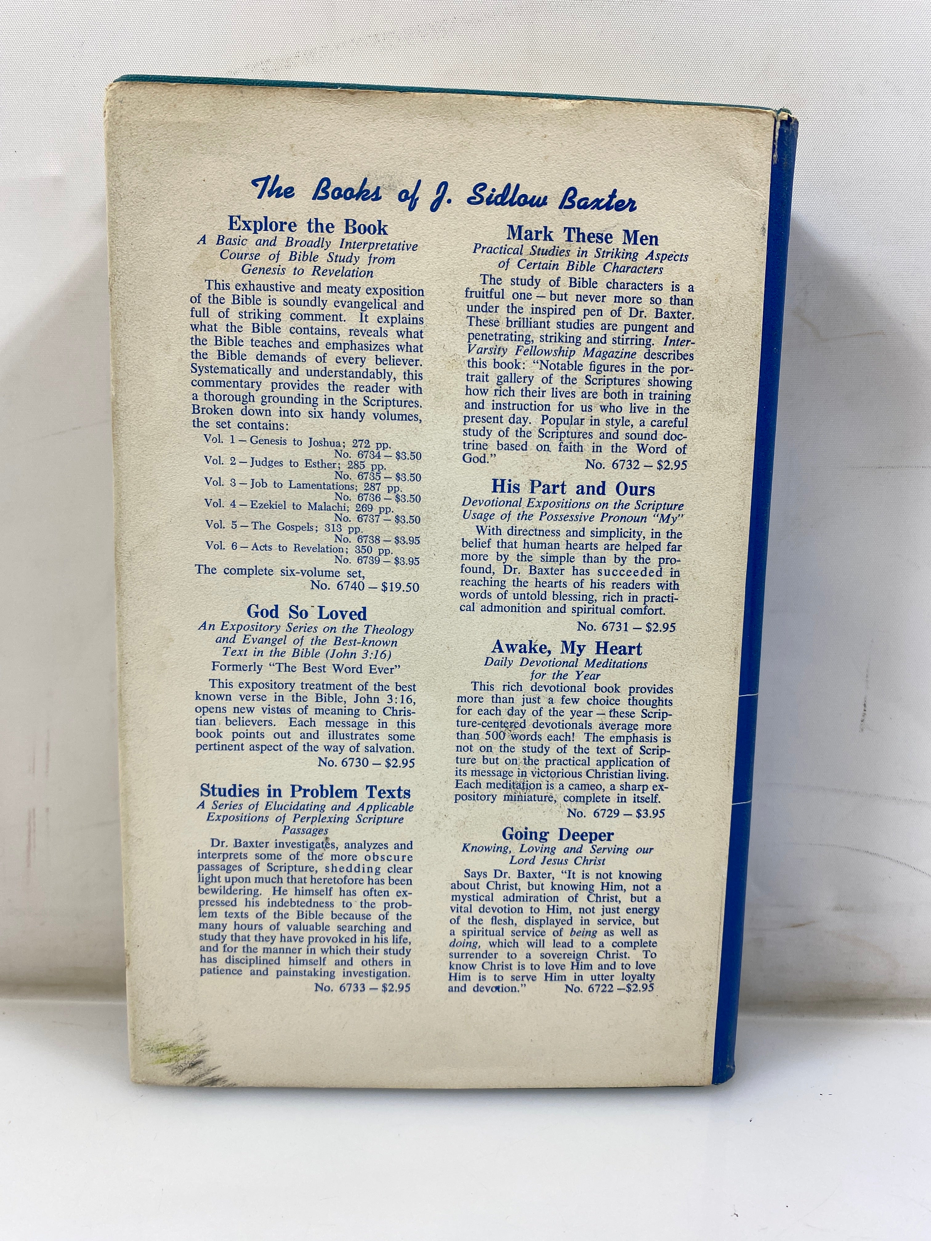 Awake, My Heart by Baxter Zondervan Publishing 3rd US Ed. 1962 HCDJ
