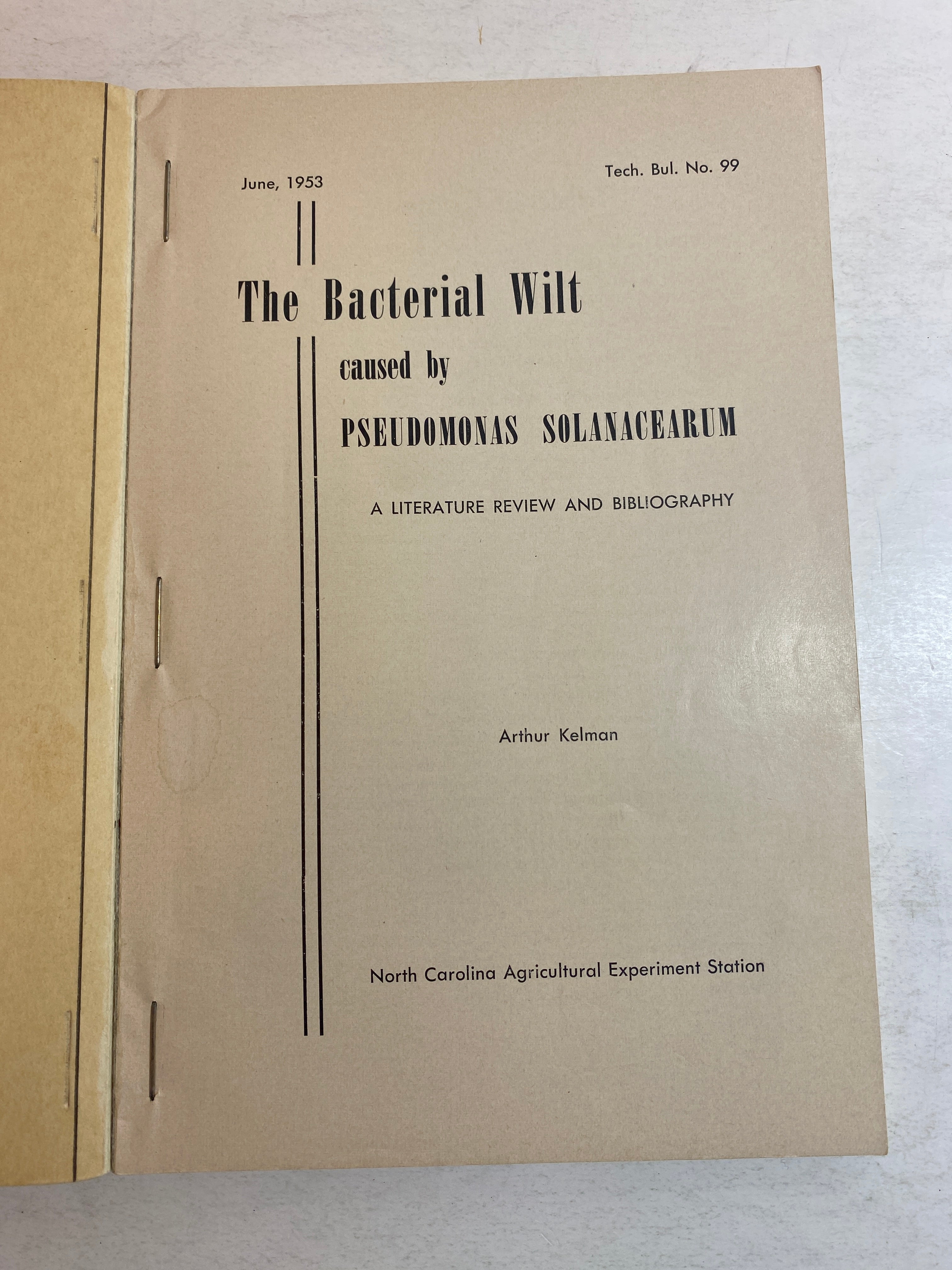 Bacterial Wilt Arthur Kelman 1953 *Signed*