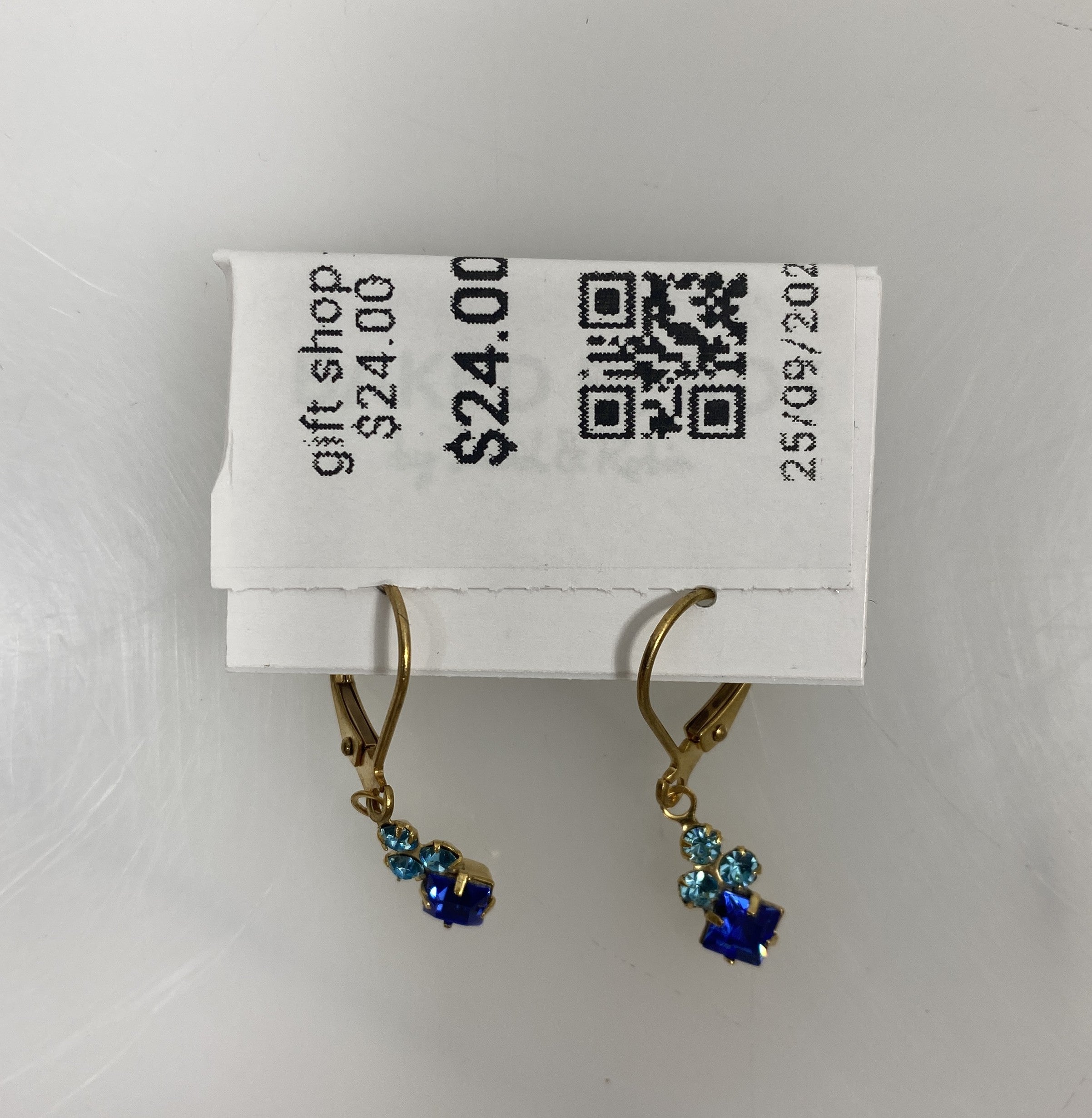 Baked Beads Blue Crystal Diamond Cluster Earrings