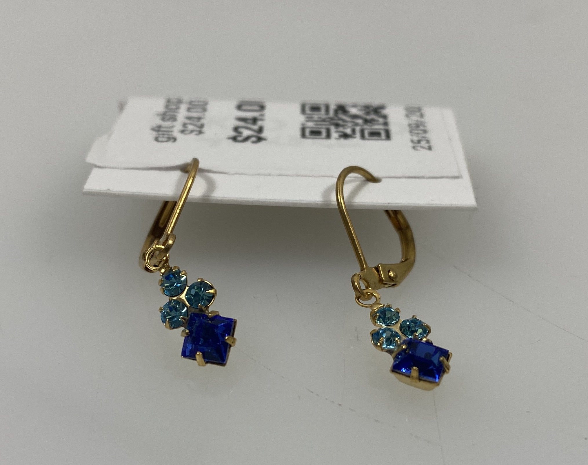 Baked Beads Blue Crystal Diamond Cluster Earrings