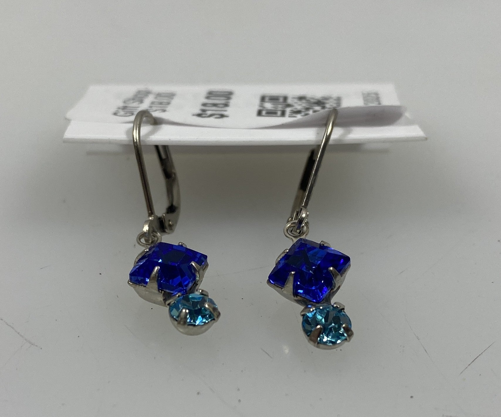 Baked Beads Diamond Stacked Blue Crystal Earrings