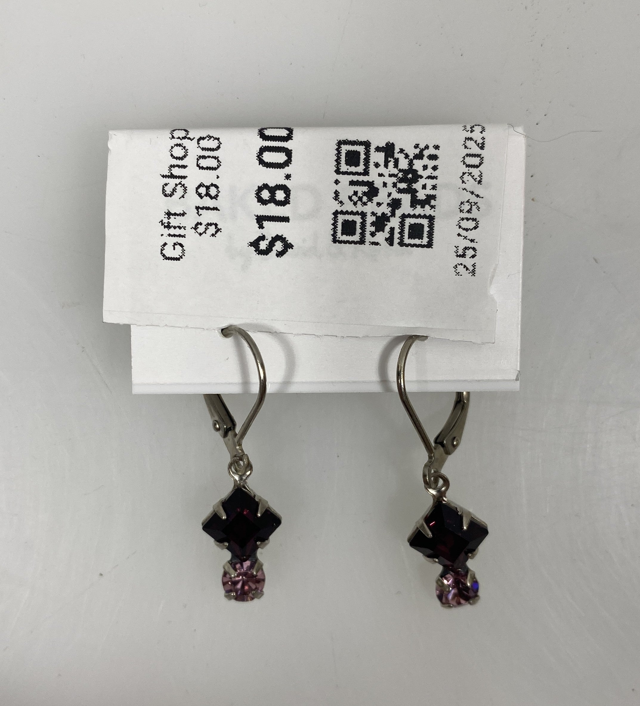 Baked Beads Diamond Stacked Pink Crystal Earrings