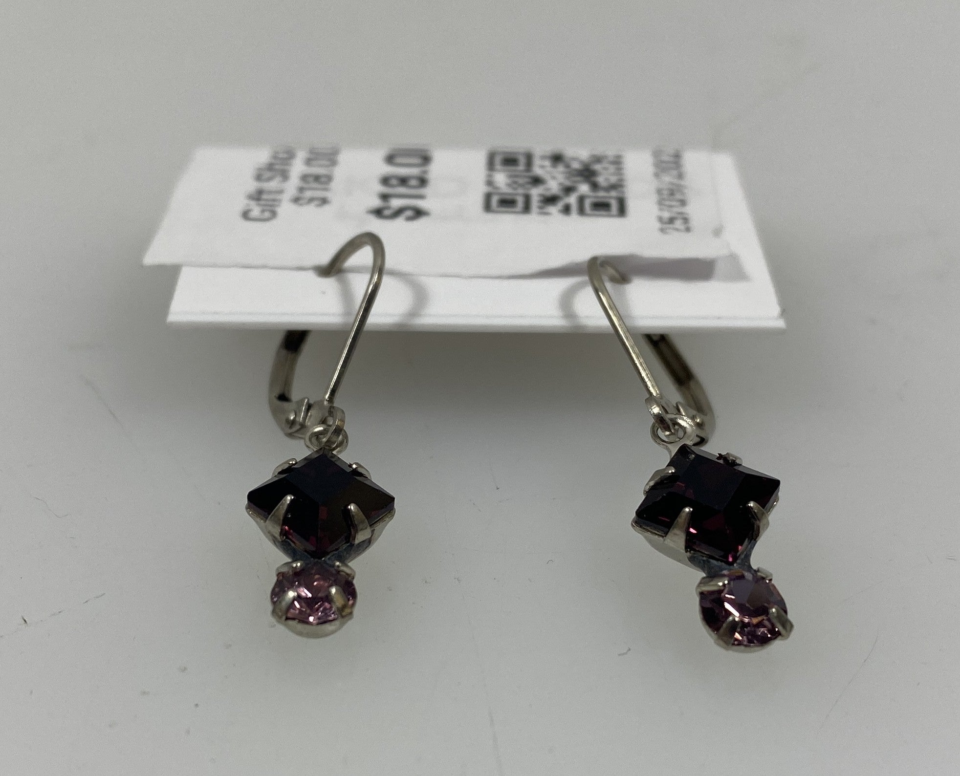 Baked Beads Diamond Stacked Pink Crystal Earrings