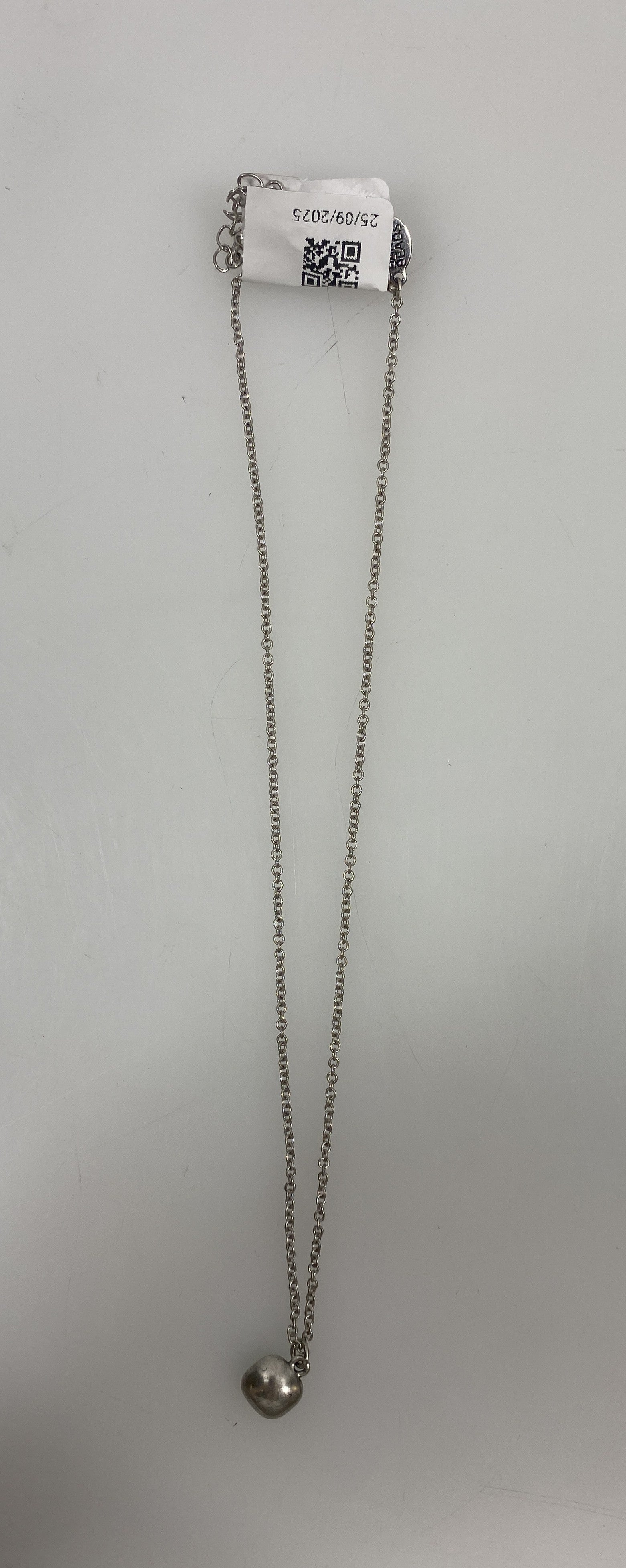 Baked Beads Silver Chain Blue Bead Necklace