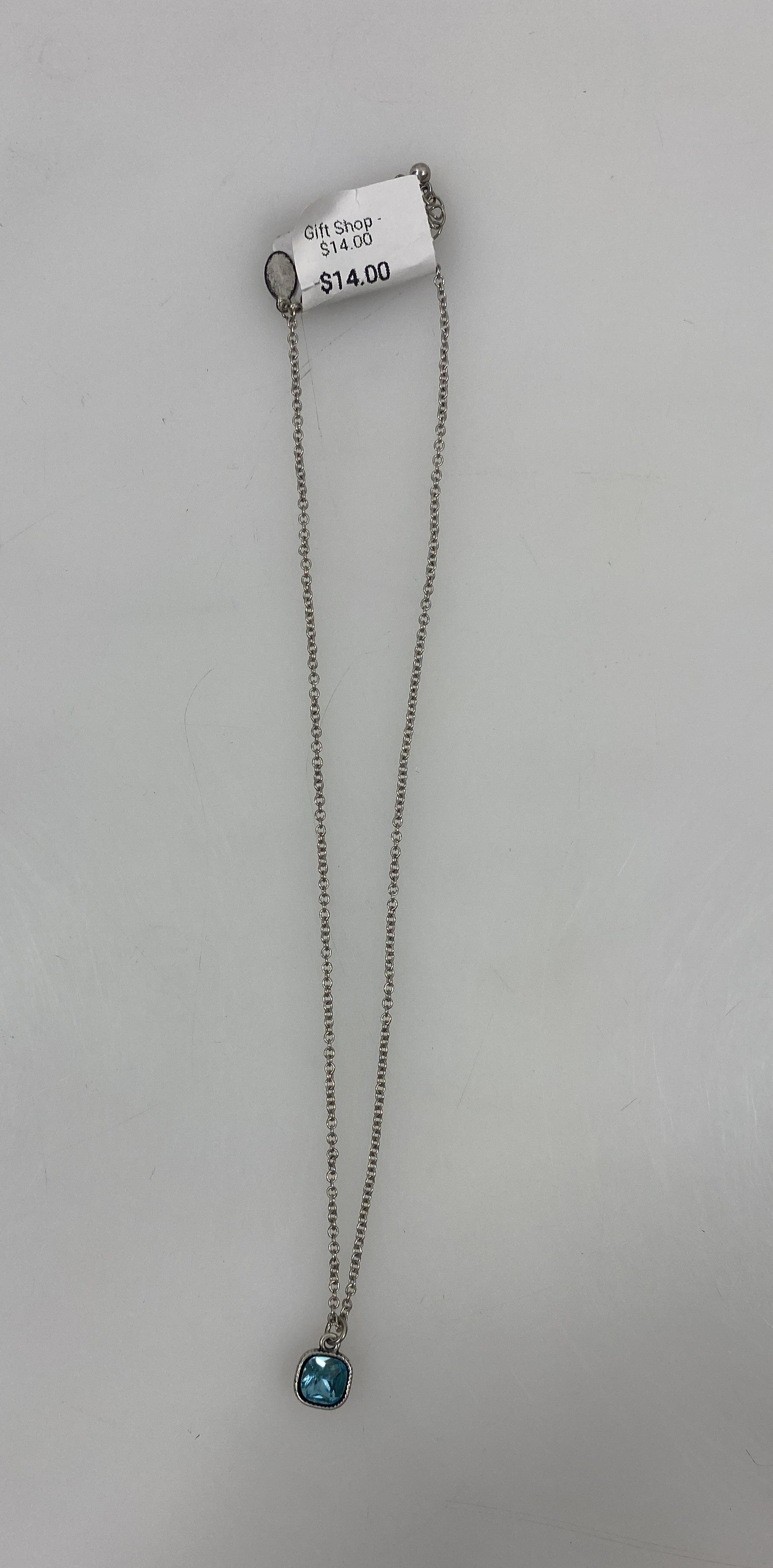 Baked Beads Silver Chain Blue Bead Necklace