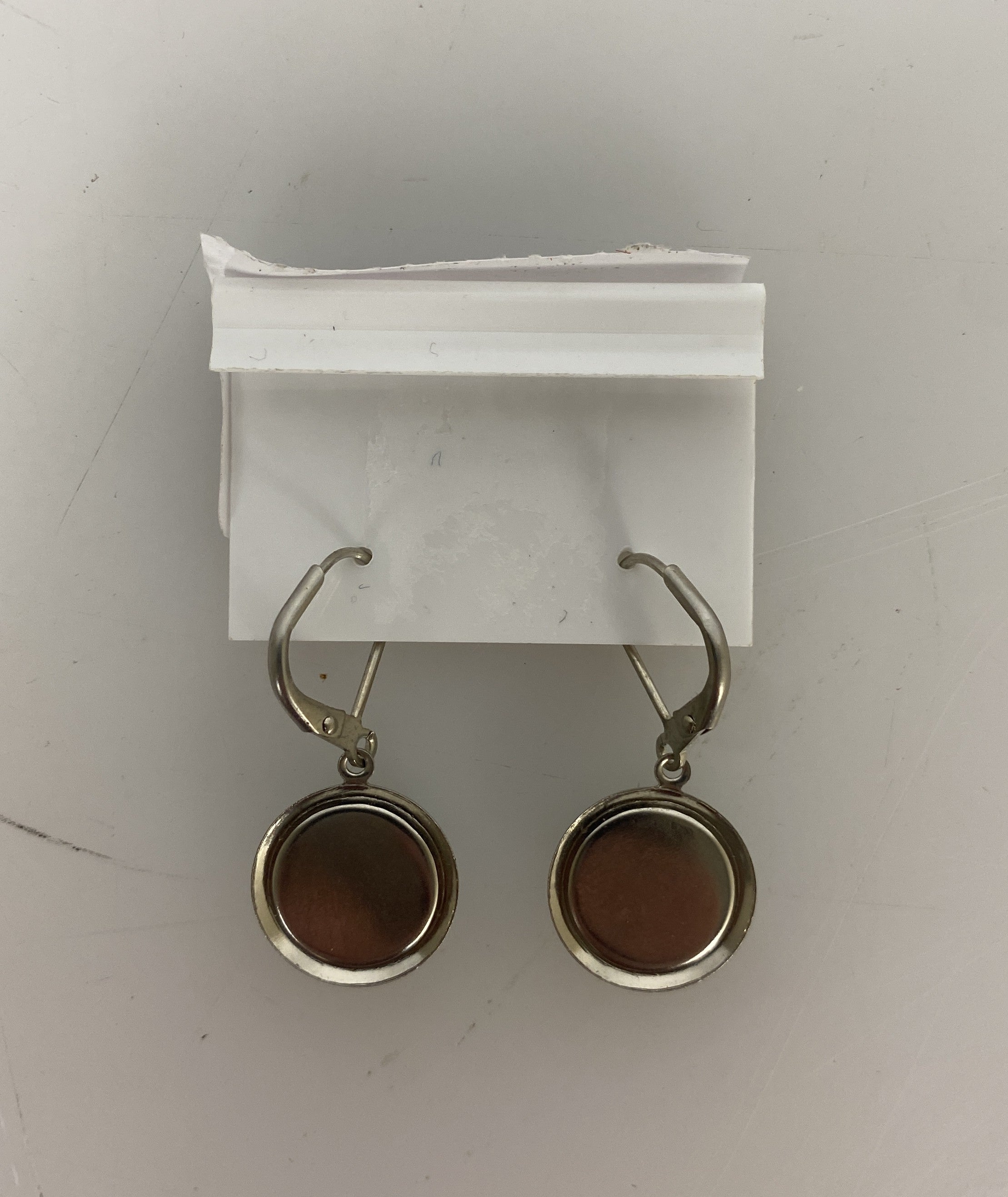 Baked Beads Silver Light Blue Sea Glass Dangle Earrings
