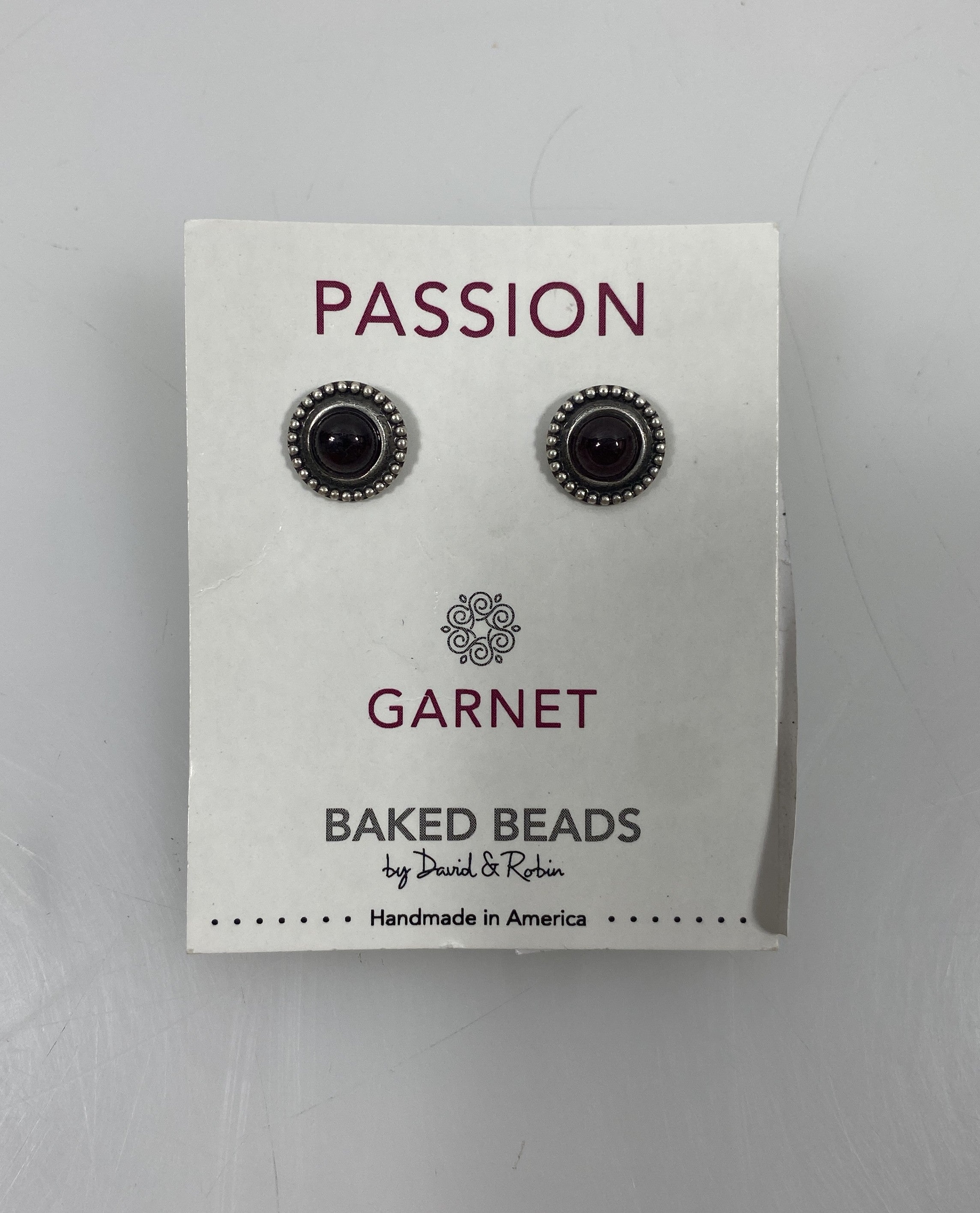 Baked Beads Silver Maroon Granulated Stud Earrings