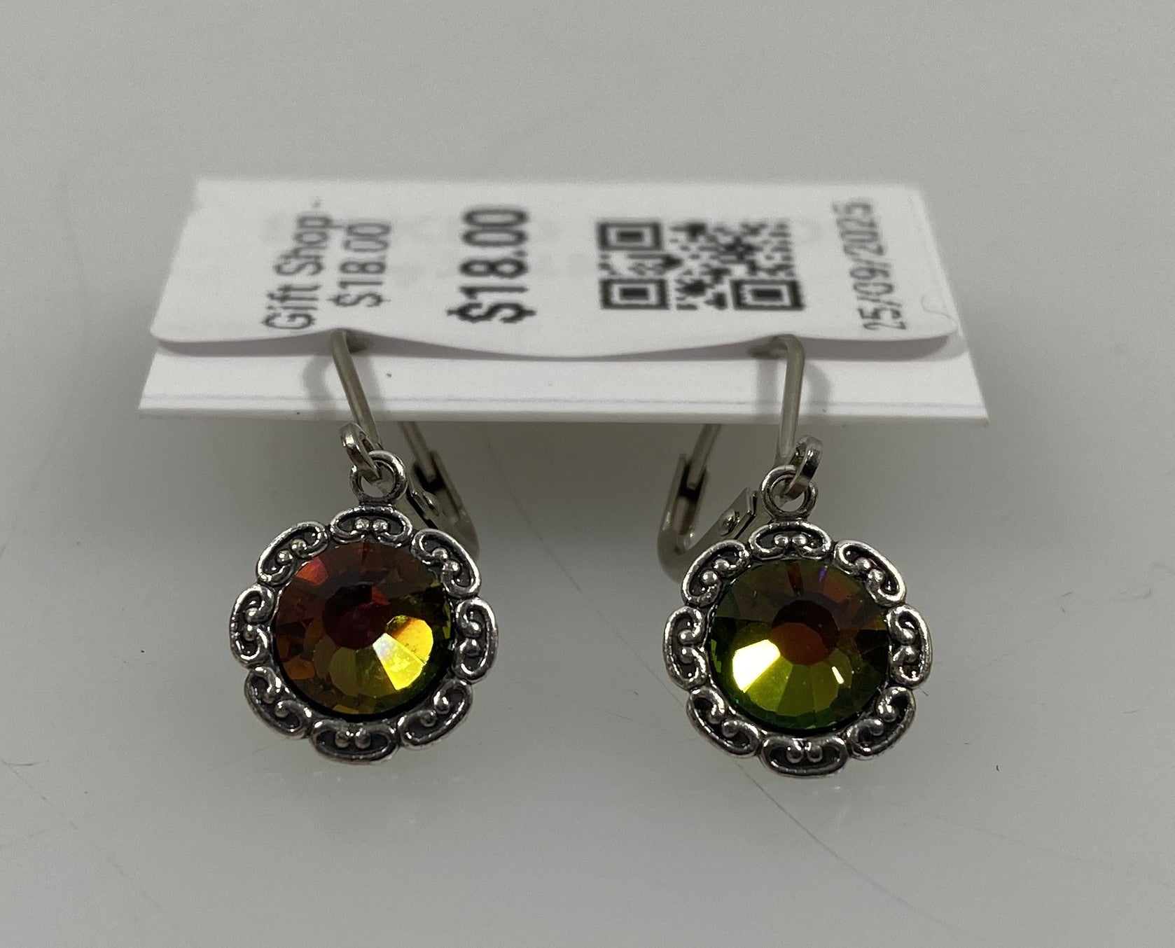 Baked Beads Silver Multicolored Crystal Flower Earrings
