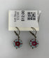 Baked Beads Silver Red and Blue Flower Dangle Earrings