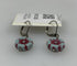 Baked Beads Silver Red and Blue Flower Dangle Earrings