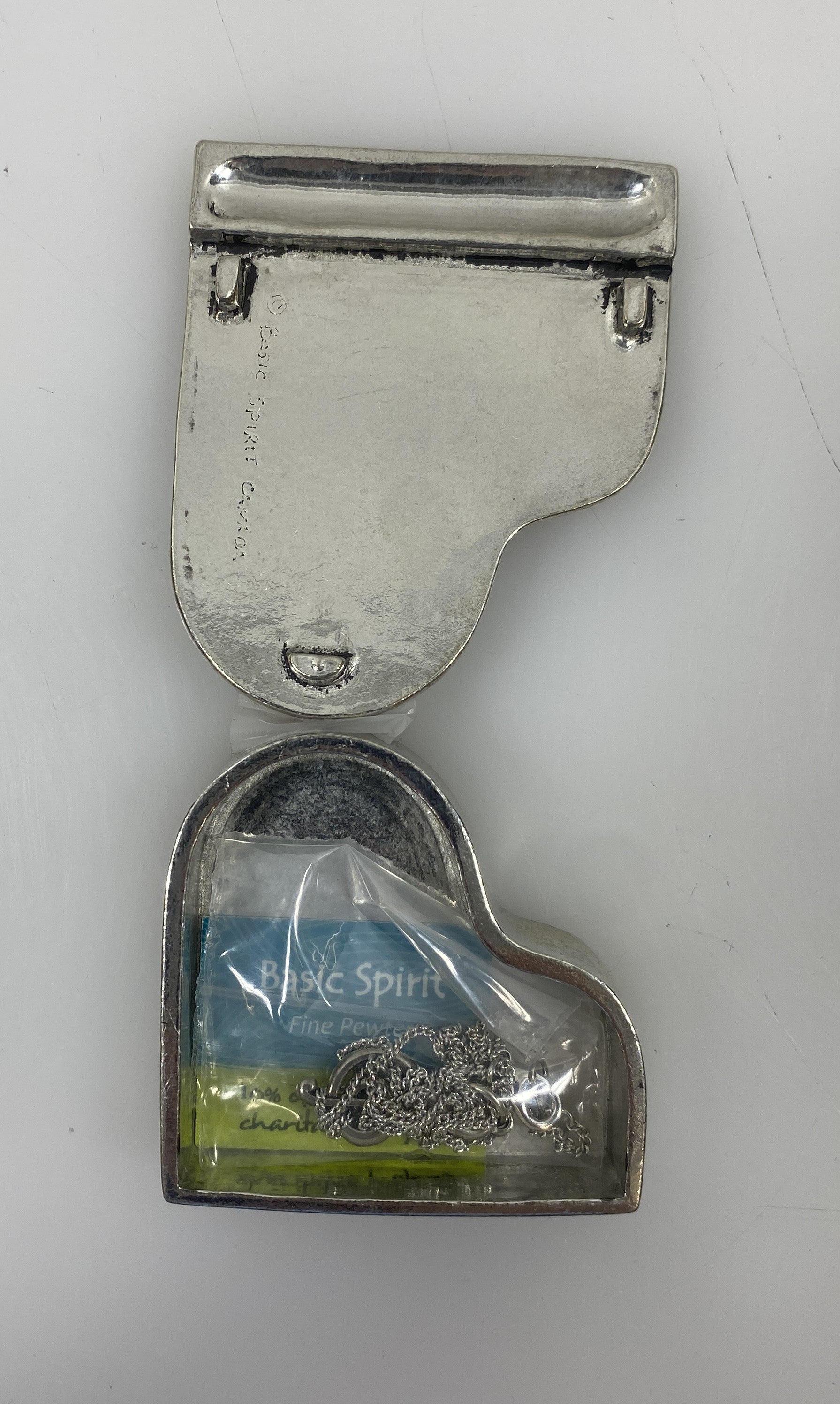 Basic Spirit Fine Pewter Piano Wish Box With G Clef Necklace