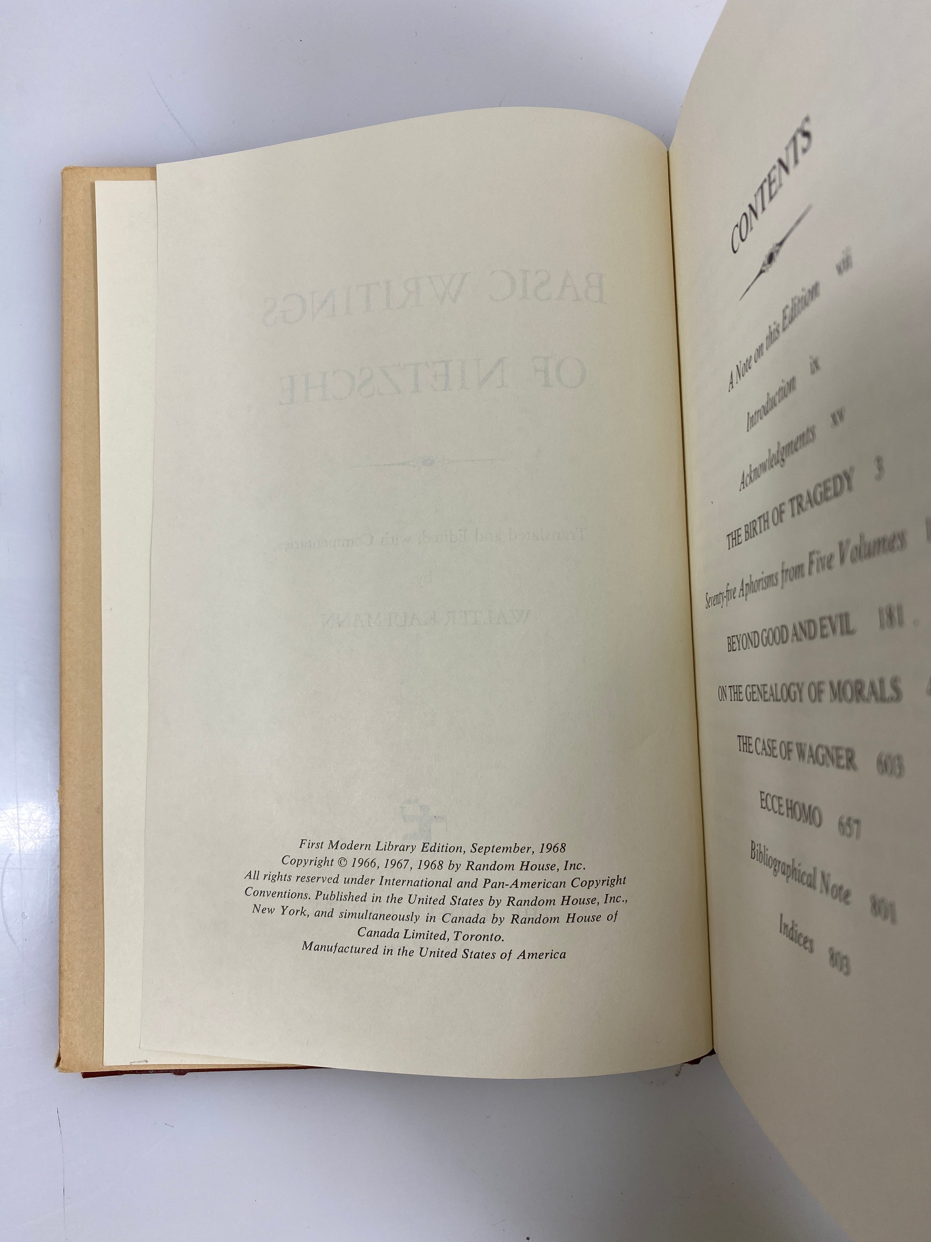 Basic Writings of Nietzsche The Modern Library 1968 HCDJ