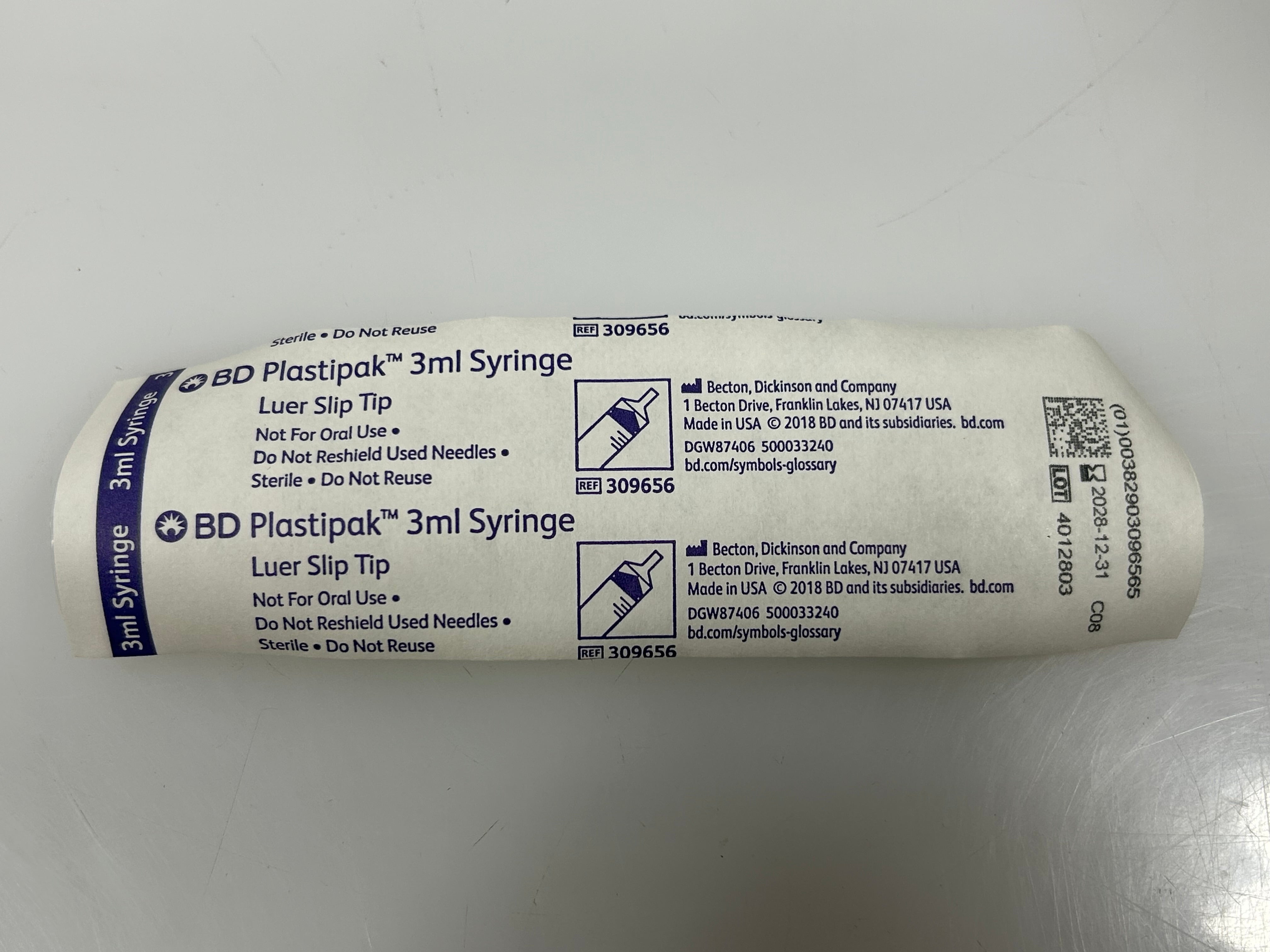 BD Plastipak 3mL Syringe 200 Count 309656 *New in Package*