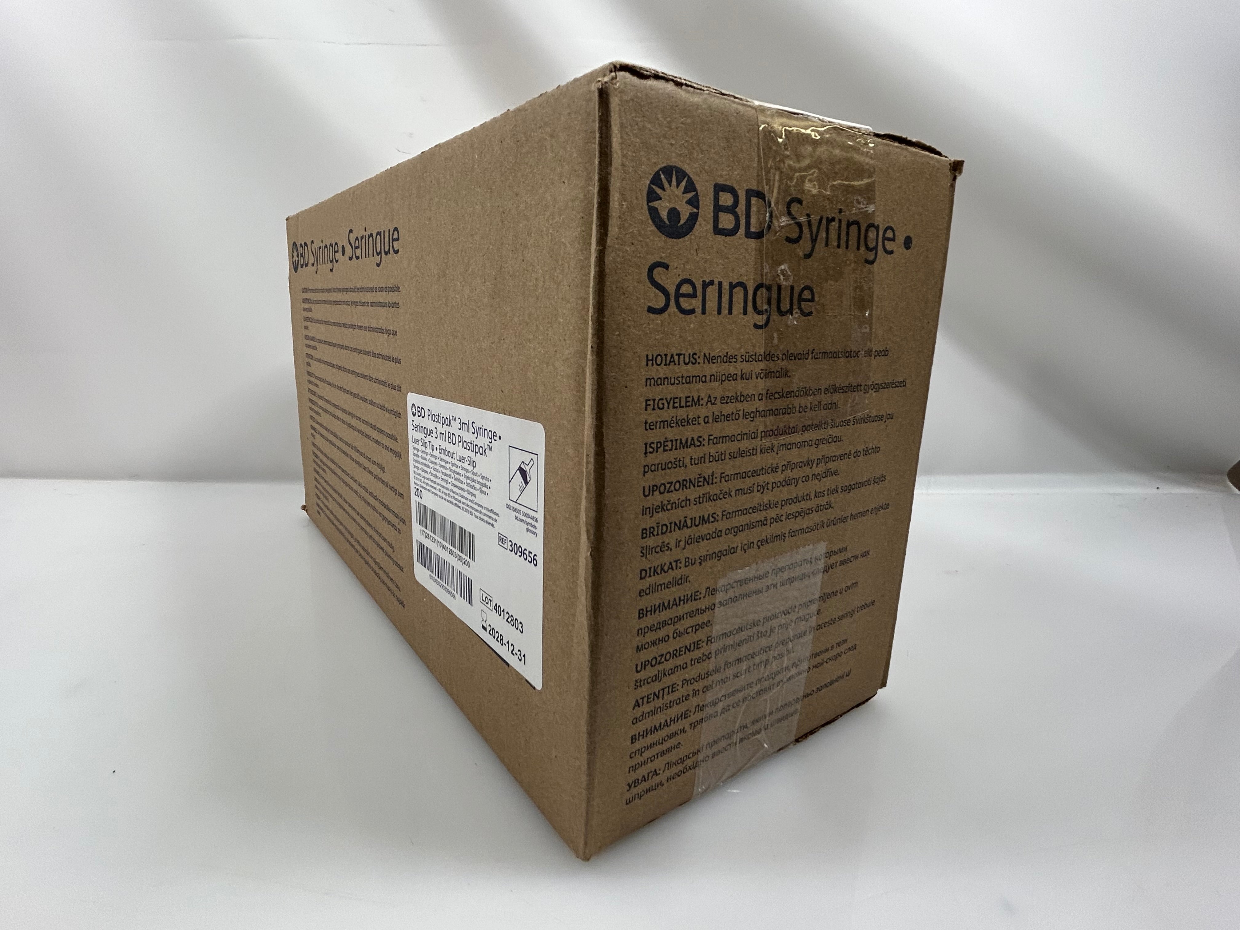 BD Plastipak 3mL Syringe 200 Count 309656 *New in Package*