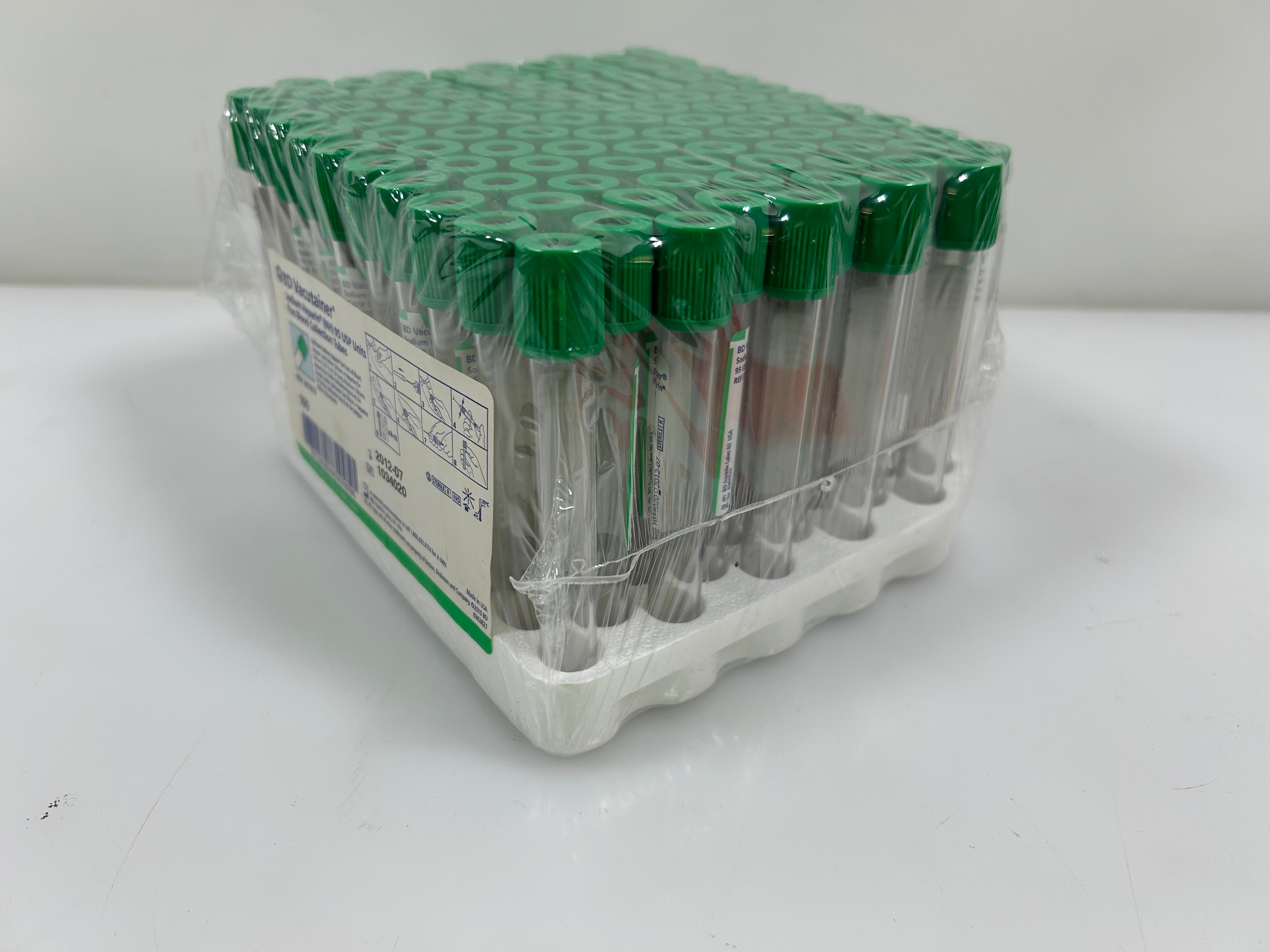 BD Vacutainer Sodium Heparin 95 Blood Collection Tubes 100 count