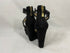 Bebe Black Strappy Wedge Pumps with Zippered Heel and Frayed Fabric Women's Size 8