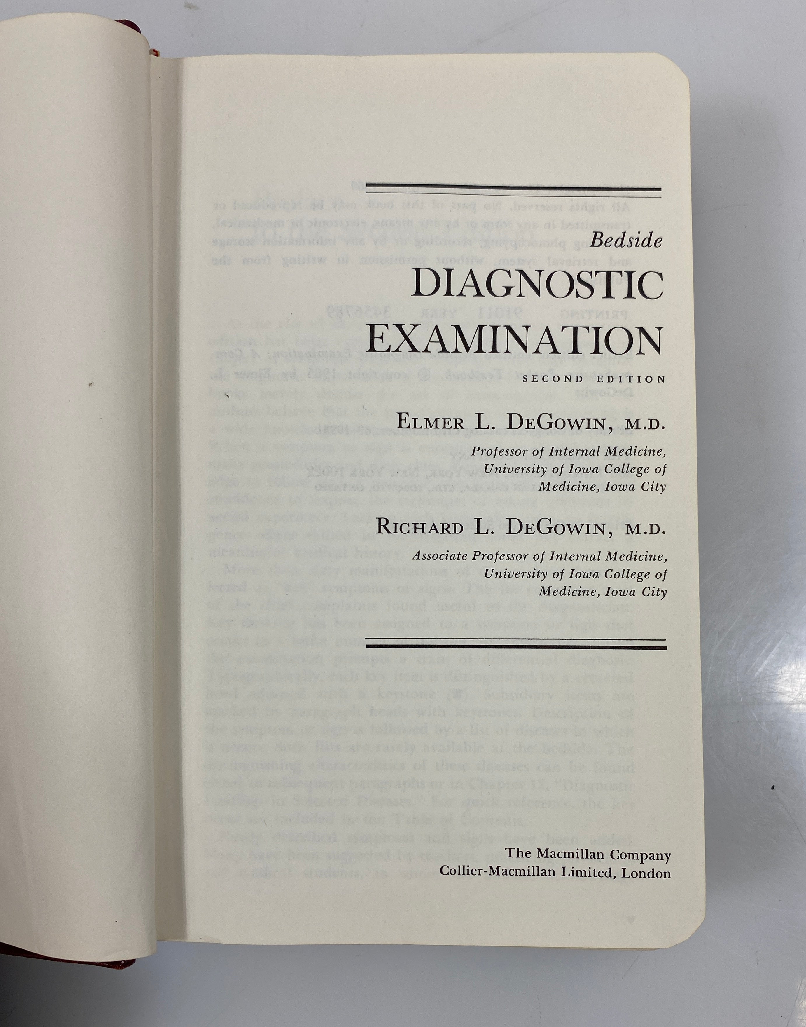 Bedside Diagnostic Examination DeGowin/DeGowin 1969 HC