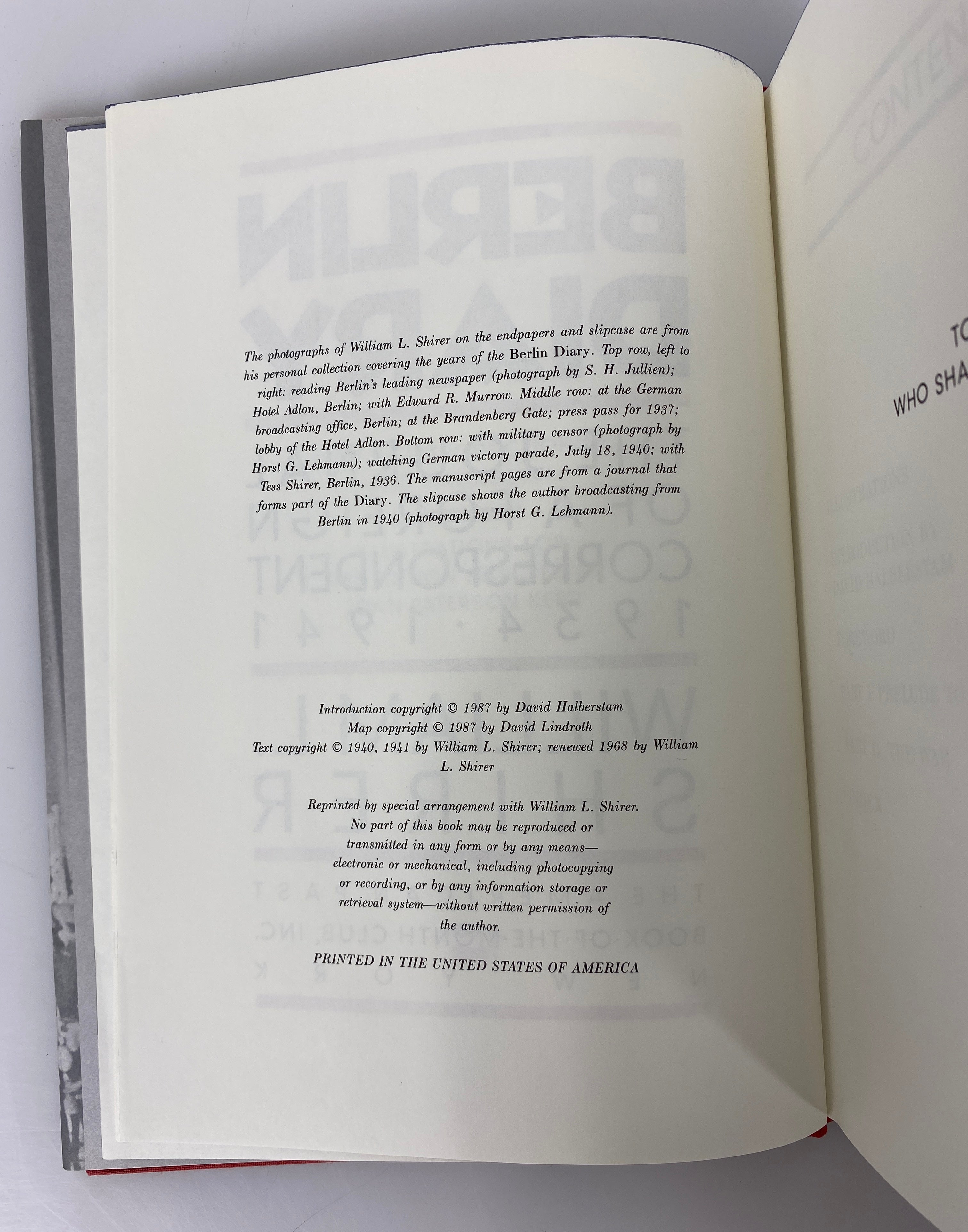 Berlin Diary by William Shirer 1987 BOMC Edition HC DJ Slipcase