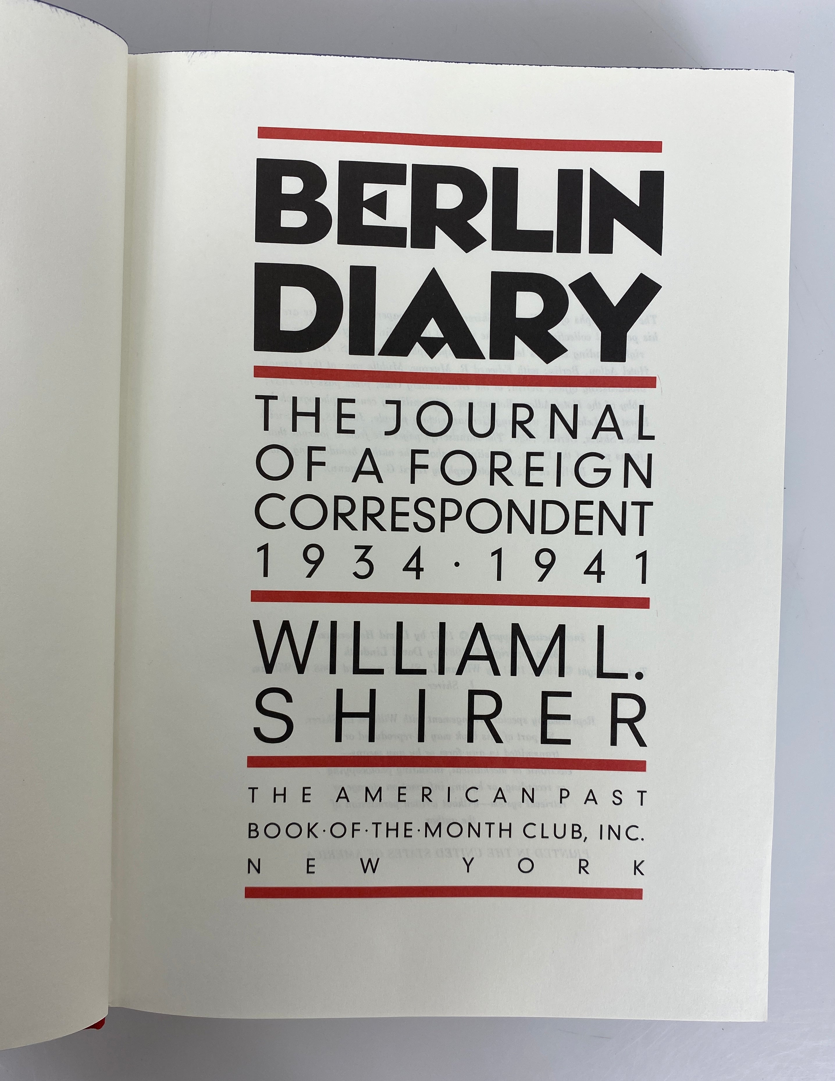 Berlin Diary by William Shirer 1987 BOMC Edition HC DJ Slipcase