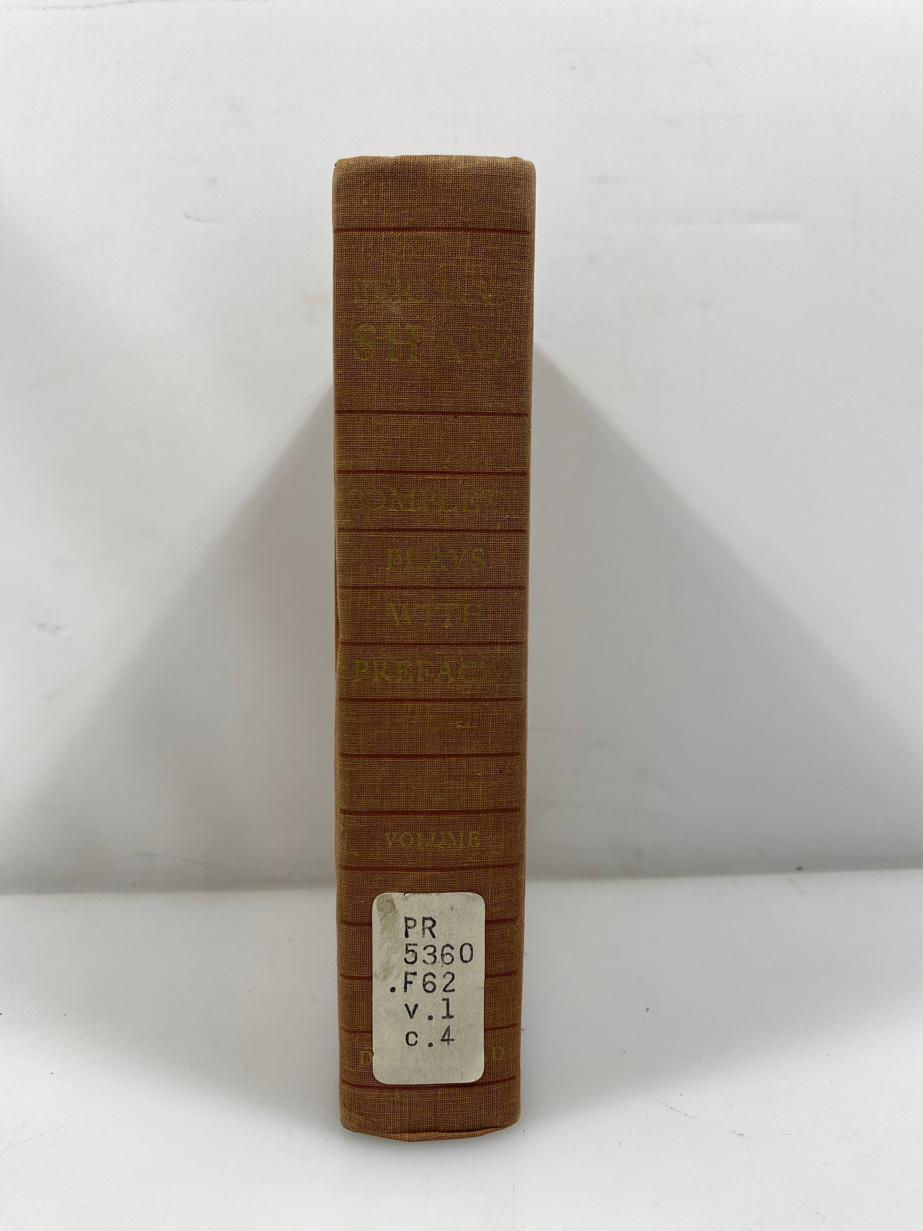 Bernard Shaw Complete Plays Vol I Ex-library 1962 HC