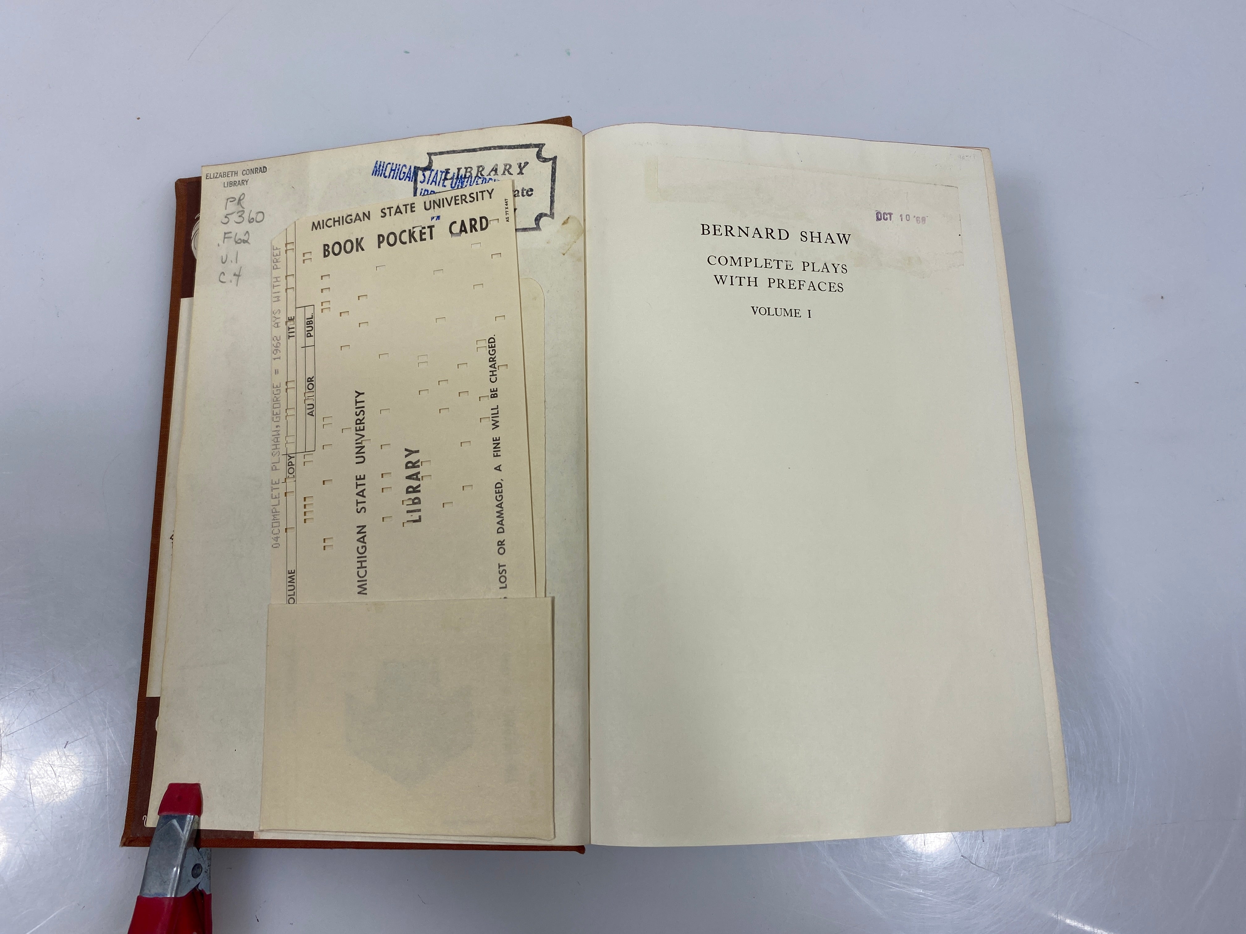 Bernard Shaw Complete Plays Vol I Ex-library 1962 HC