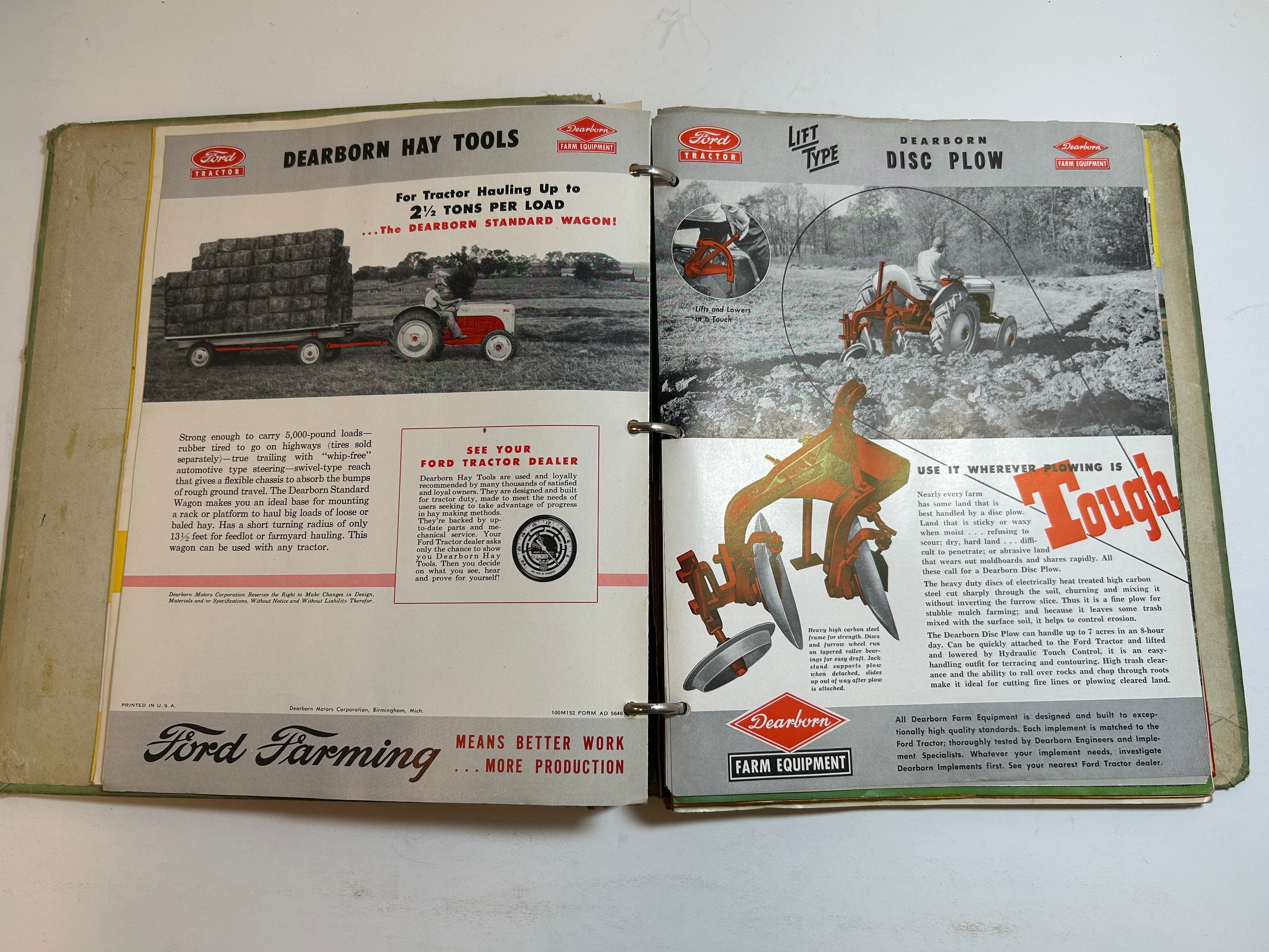 Binder of Vintage 1950s Farm Equipment Brochures and Advertisements