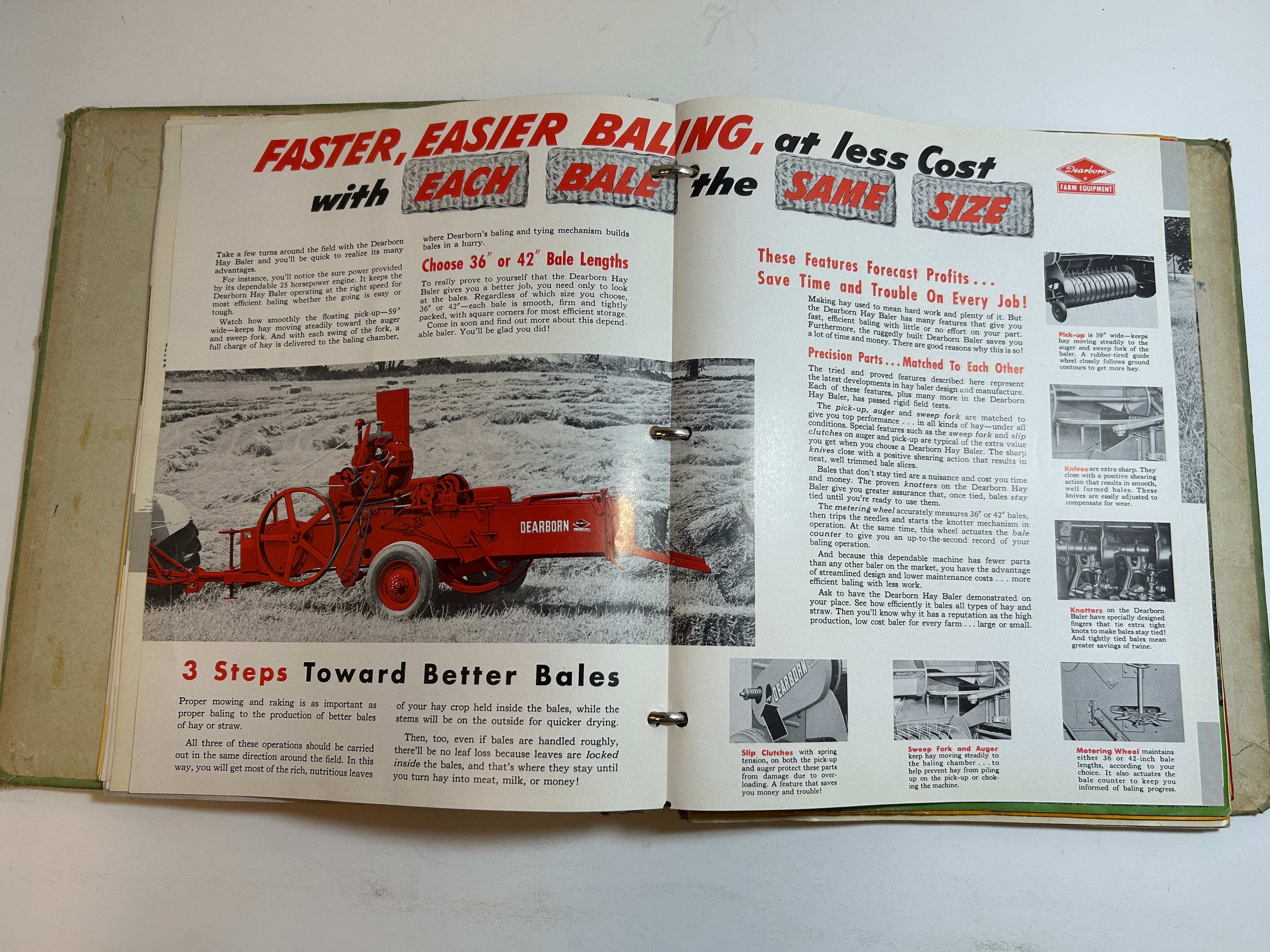 Binder of Vintage 1950s Farm Equipment Brochures and Advertisements