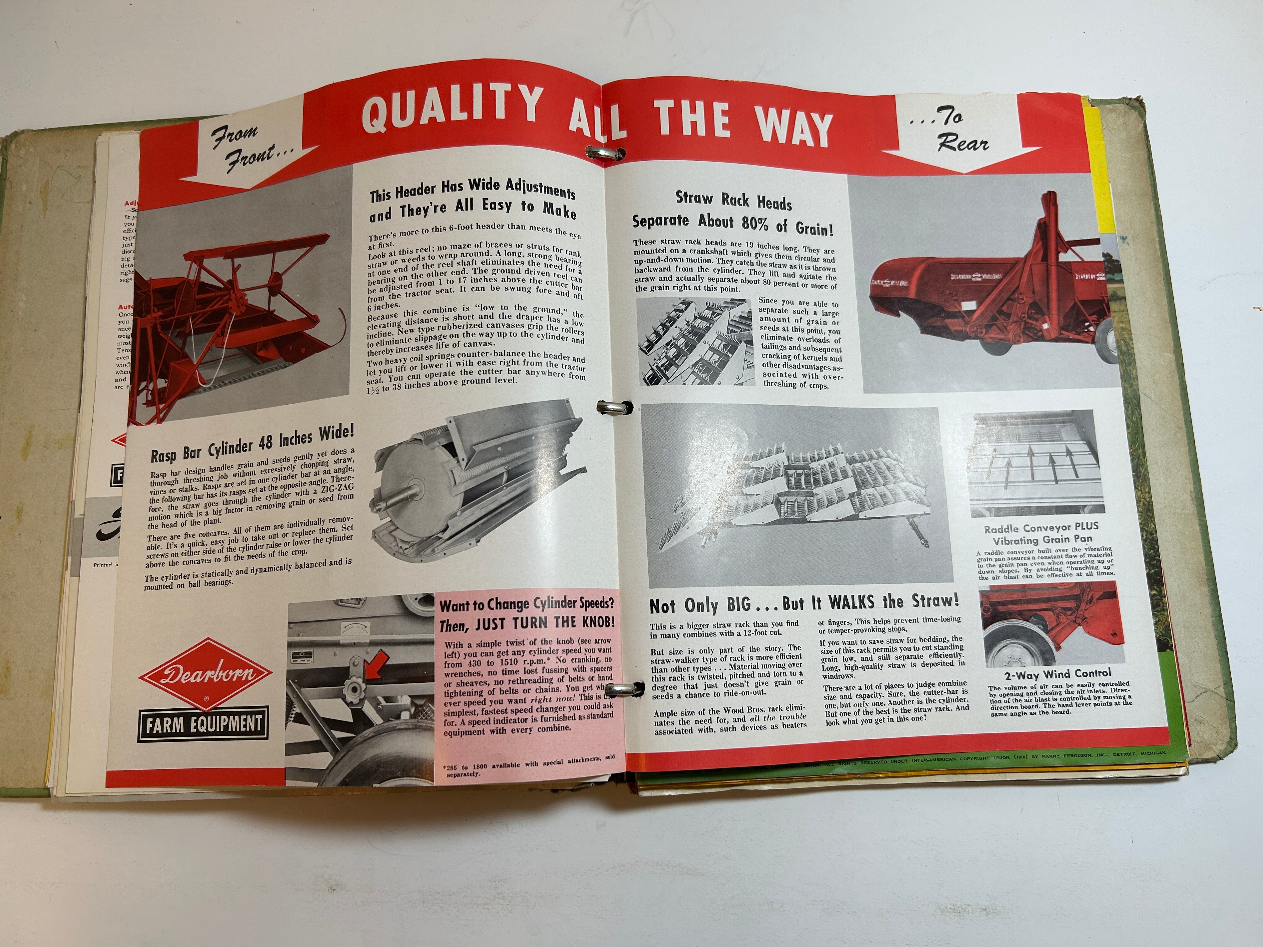 Binder of Vintage 1950s Farm Equipment Brochures and Advertisements