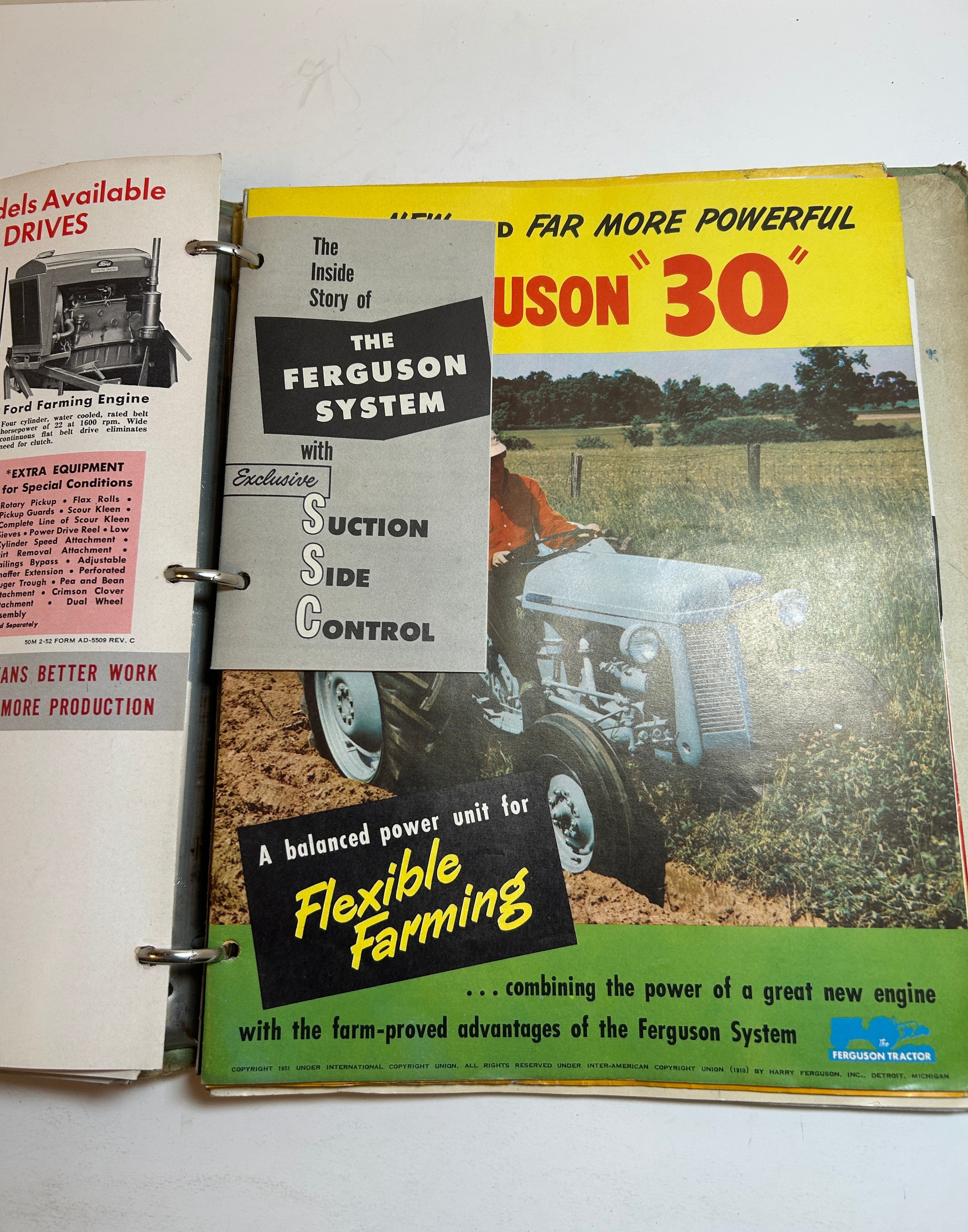 Binder of Vintage 1950s Farm Equipment Brochures and Advertisements