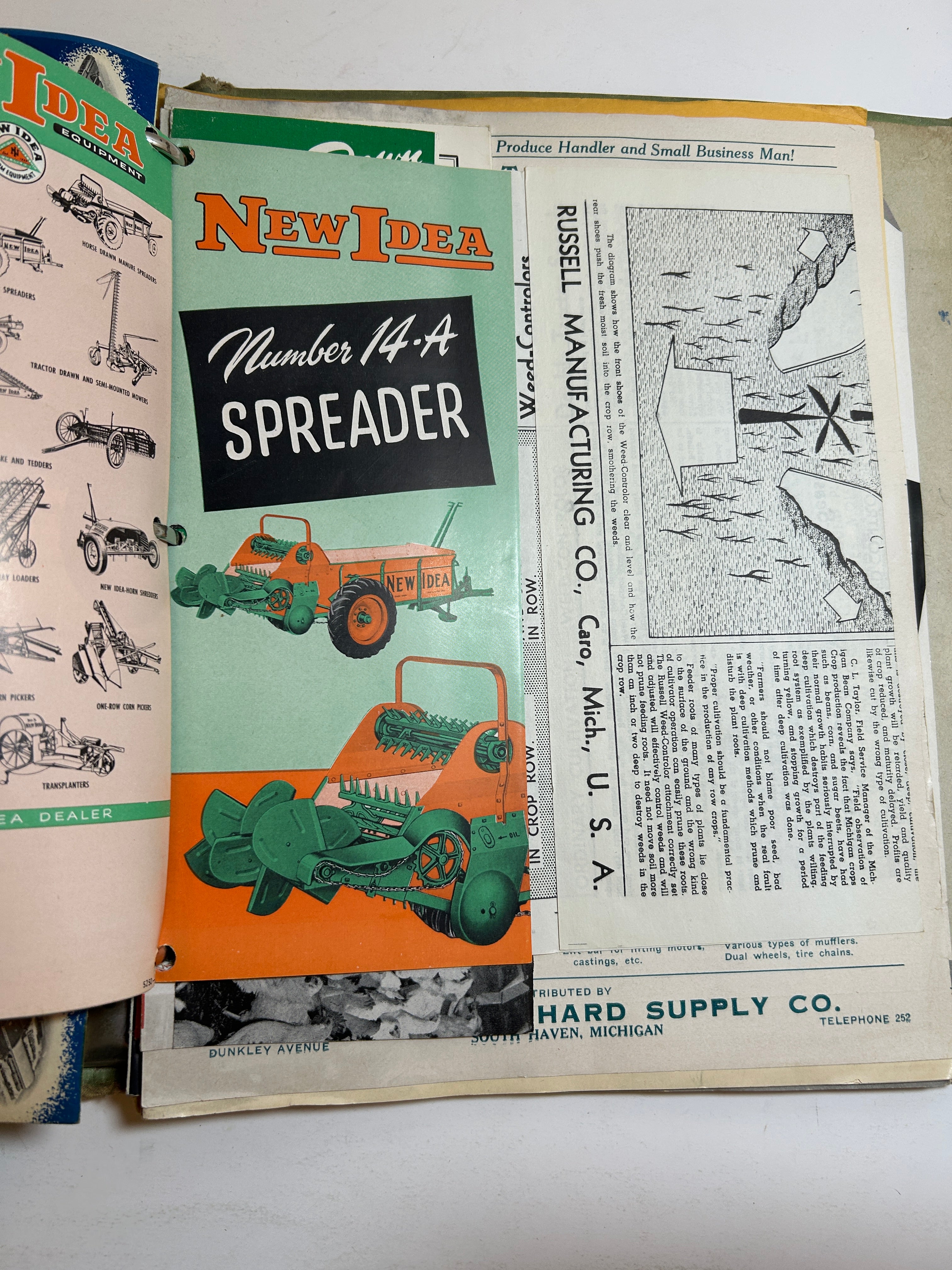 Binder of Vintage 1950s Farm Equipment Brochures and Advertisements
