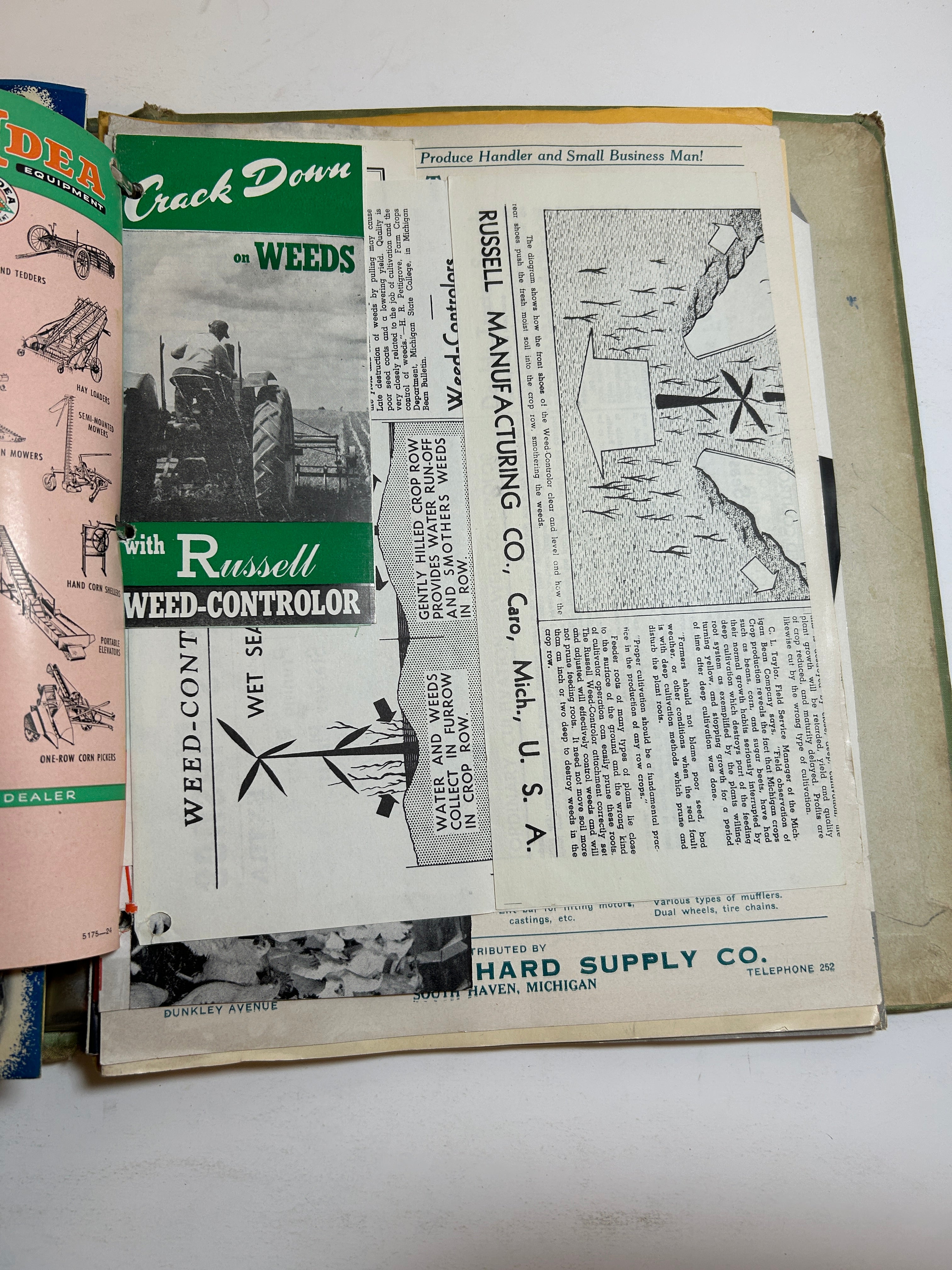 Binder of Vintage 1950s Farm Equipment Brochures and Advertisements