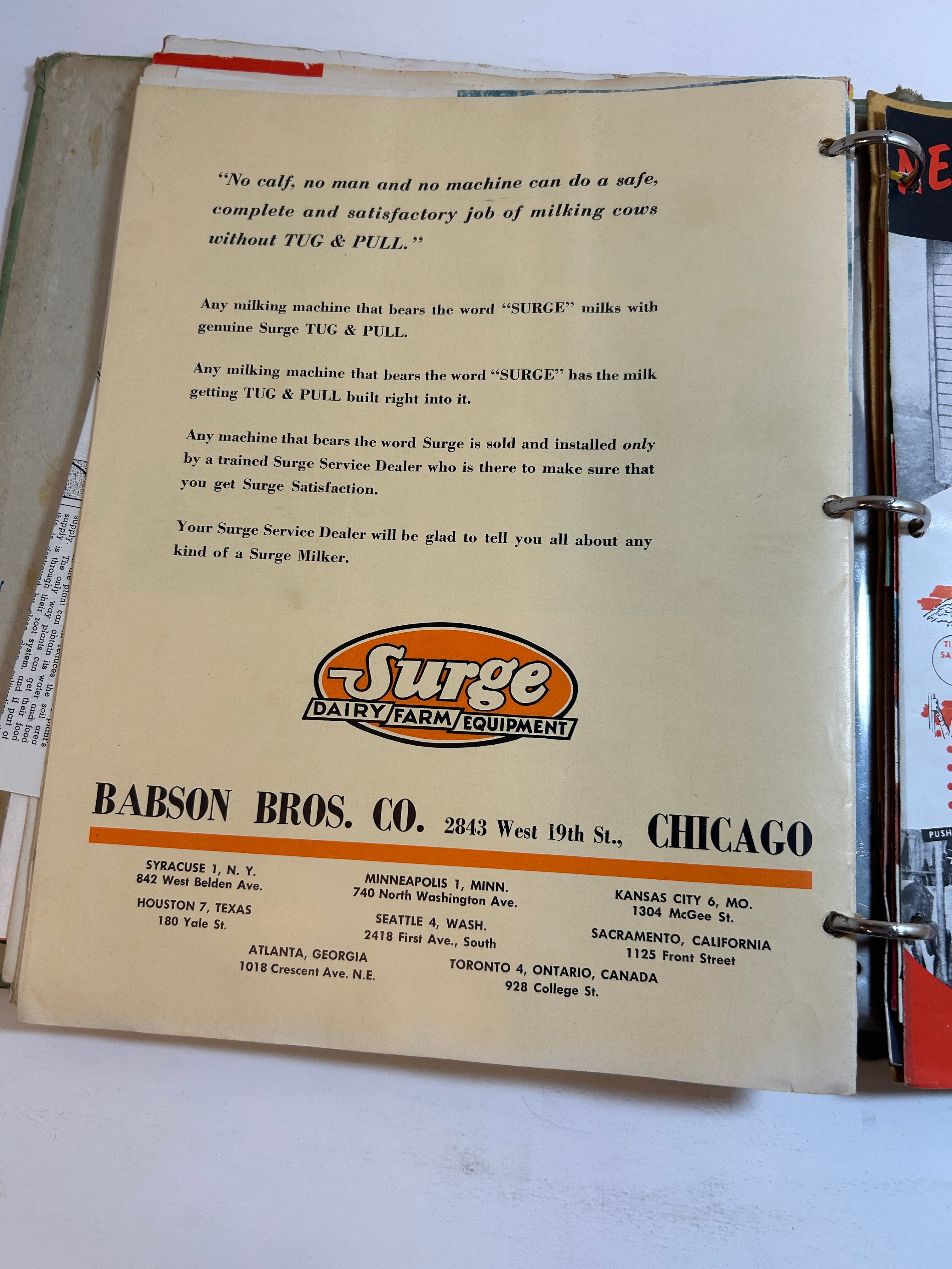 Binder of Vintage 1950s Farm Equipment Brochures and Advertisements