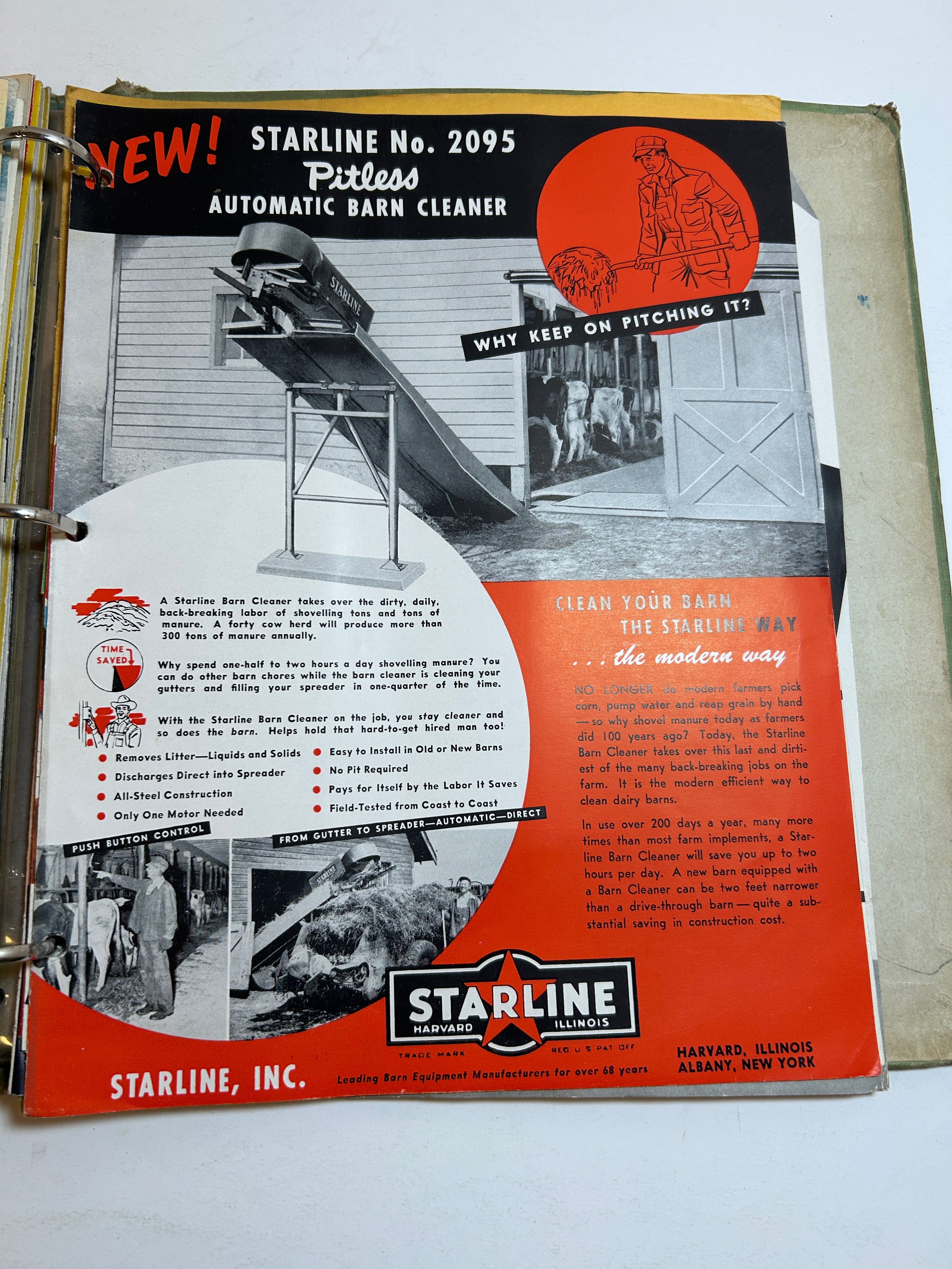 Binder of Vintage 1950s Farm Equipment Brochures and Advertisements