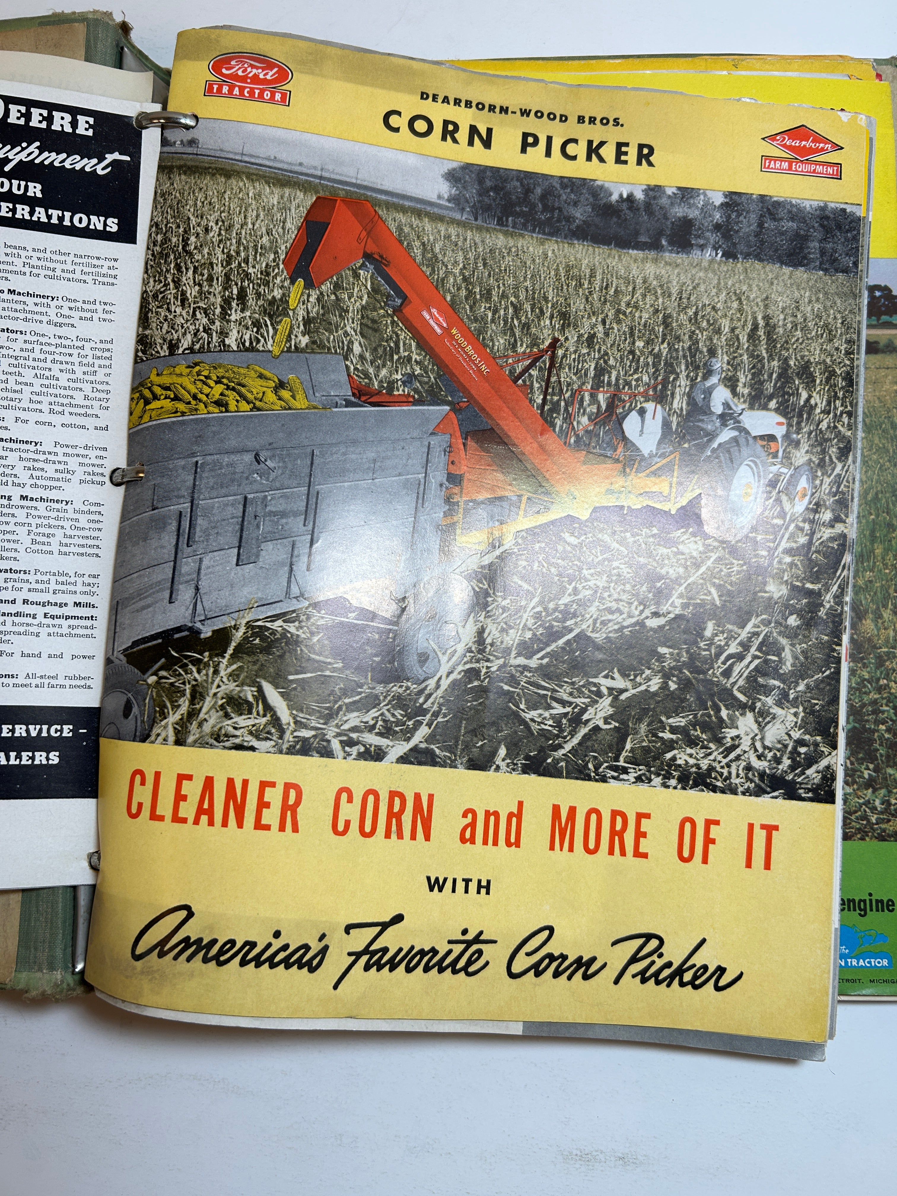 Binder of Vintage 1950s Farm Equipment Brochures and Advertisements